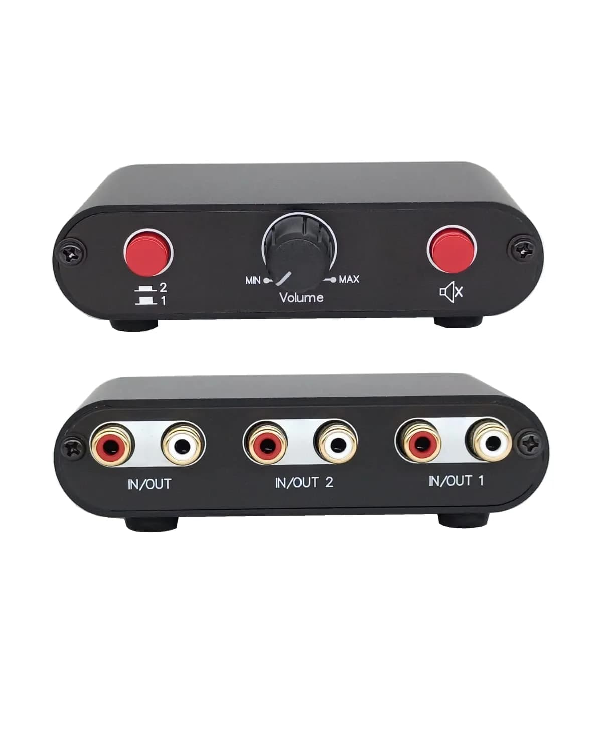 TENEALAY 2-Way RCA Stereo Audio Switch Input Signal Source Switcher Selector Splitter Box (2 in 1 Out / 1 in 2 Out) | Supports Volume Control & Mute - main product image