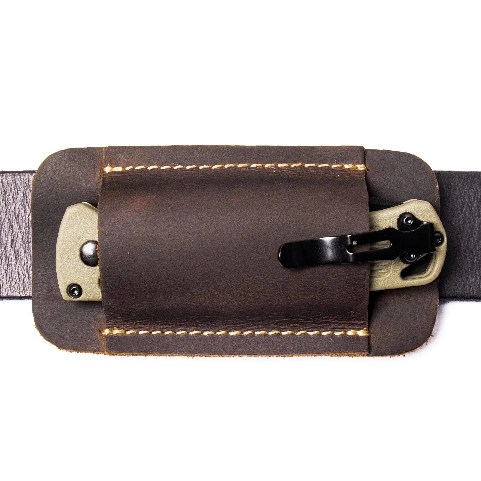 topstache Leather Knife Sheath Size S | Handmade Leather Holster for Belt, Darkbrown (70-120c) - main product image