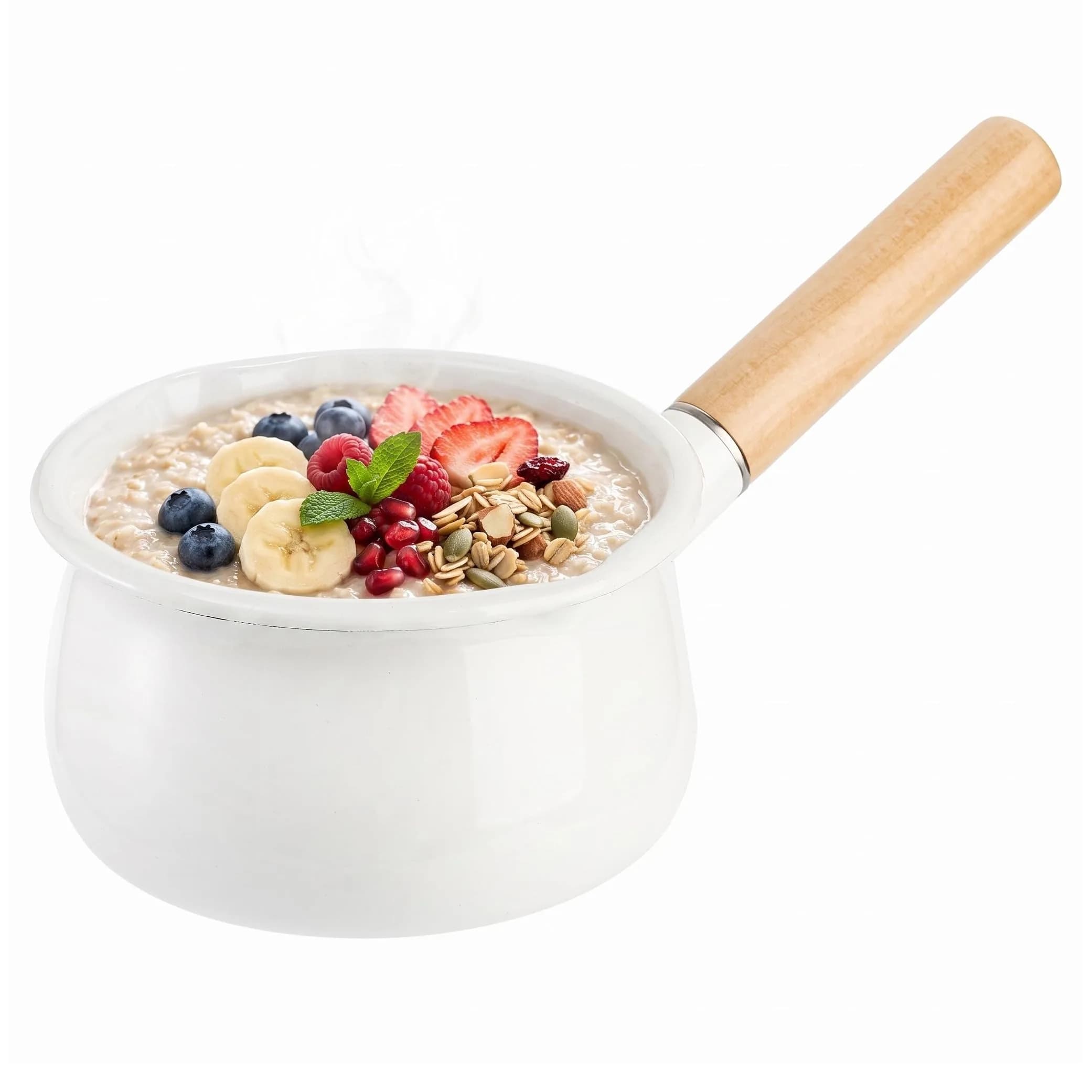 Jucoan 1 Quart Enamel Milk Pan with Dual Pour Spouts | Small Enamel on Steel Saucepan for Heating & Boiling - main product image