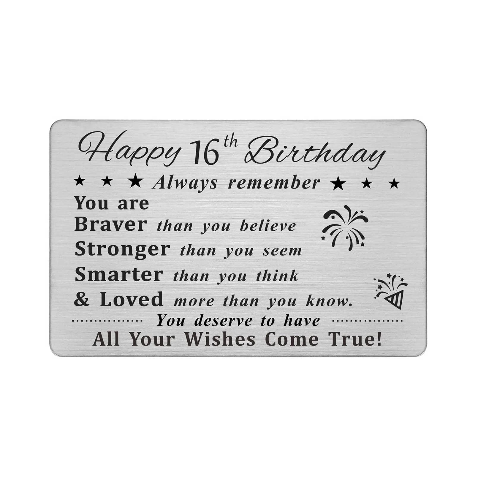 DEGASKEN Happy 16th Birthday Card 16th | Inspirational Steel Wallet Gift for Teens