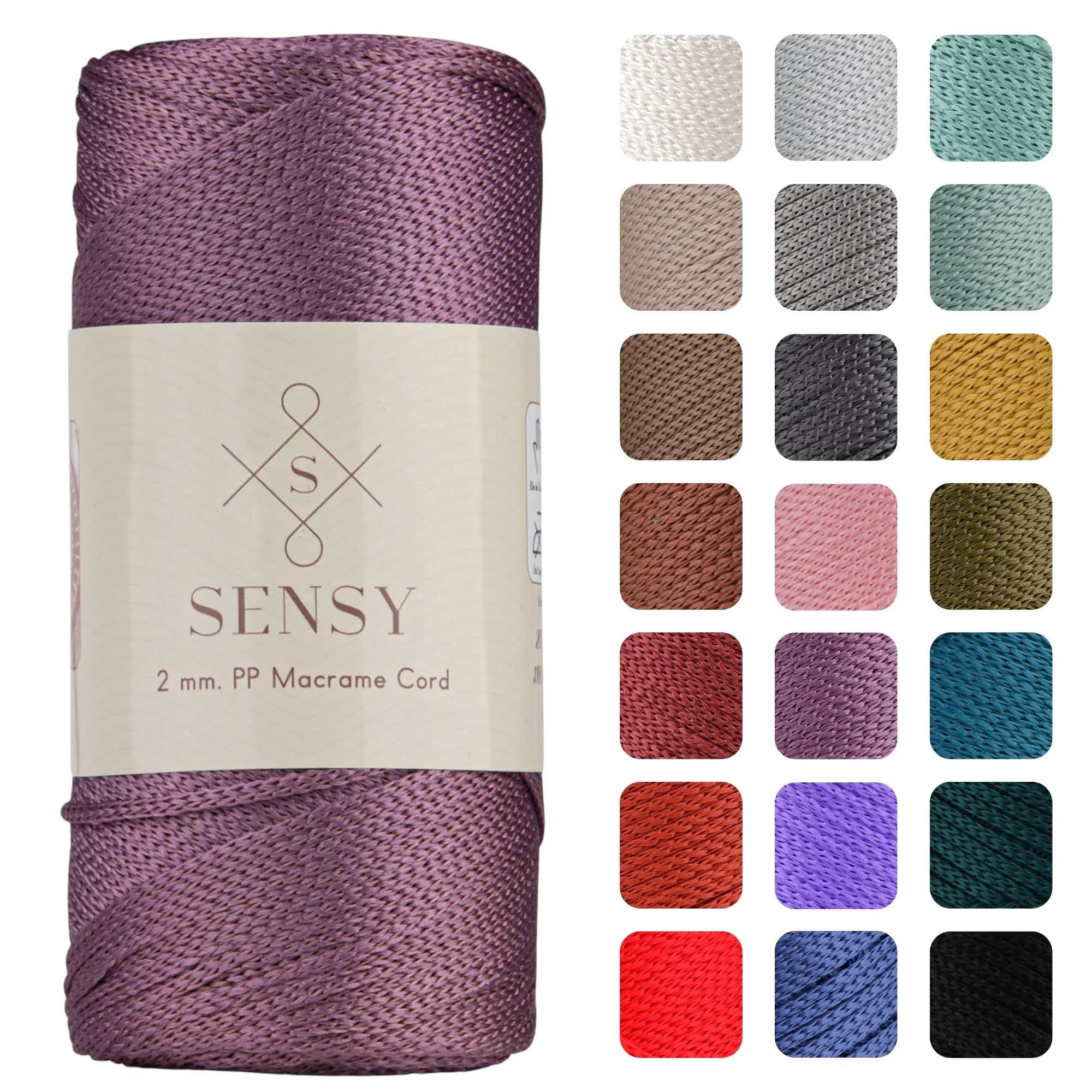 S SENSY Premium Polyester Macrame Cord 2mm Plum | 230m (251 Yards) Sparkle Rope for Bags & Decor - main product image