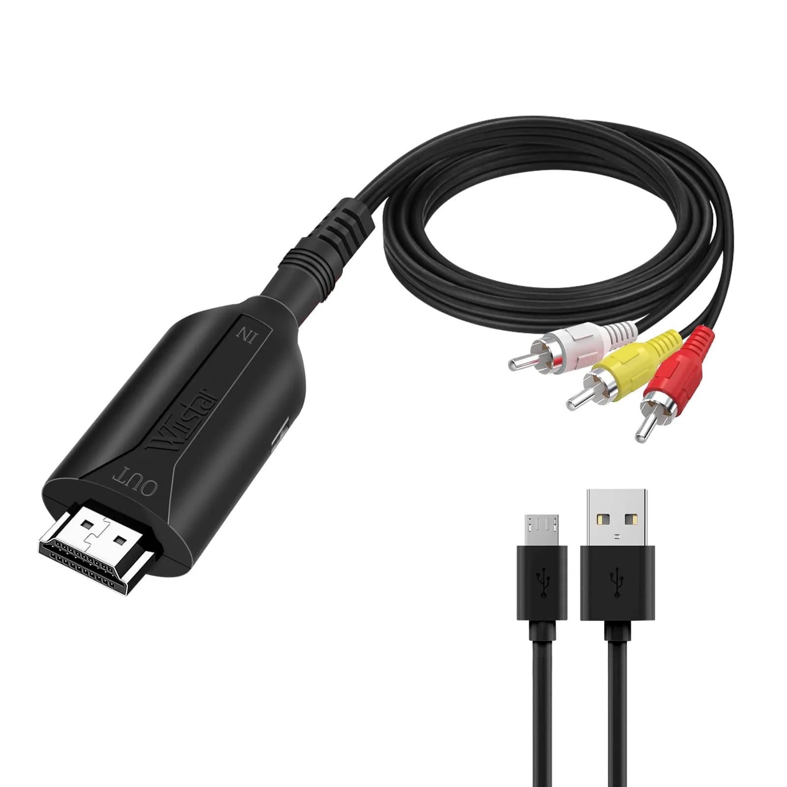 HDSUNWSTD Composite AV to HDMI Cable Adapter 1080P | Converts RCA to HDMI for TV/PC/PS3