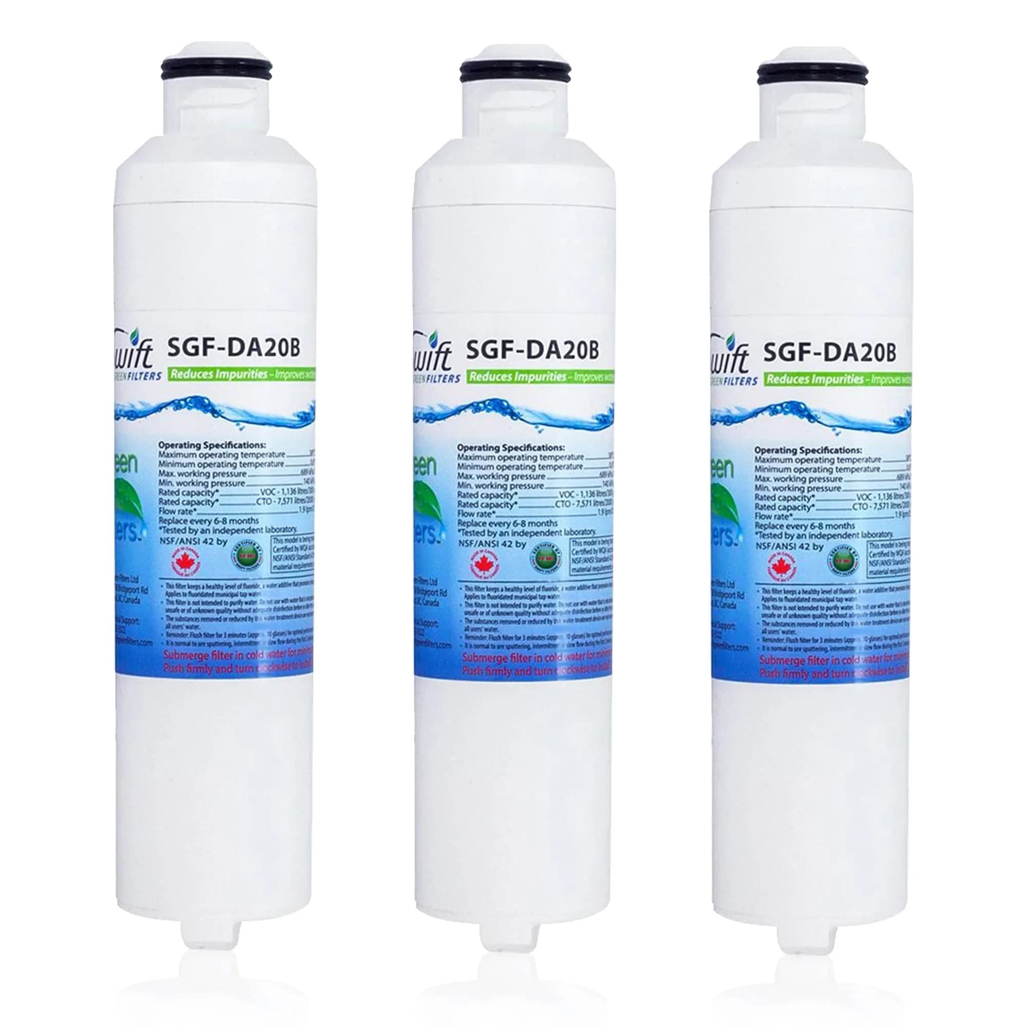 Swift Green Filters SGF-DA20B Refrigerator Water Filter 3 Pack | NSF Certified, Made in USA
