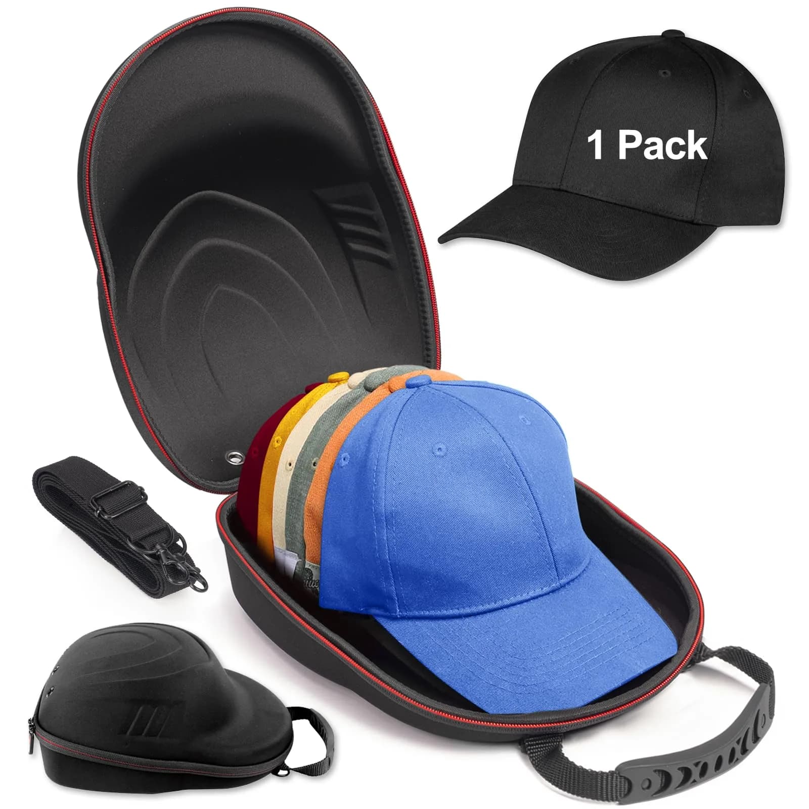 Glamgen Hard Hat Travel Case for 6 Baseball Caps | Protects Shape, Dust-Proof, Lightweight Organizer Bag with Shoulder Strap - main product image