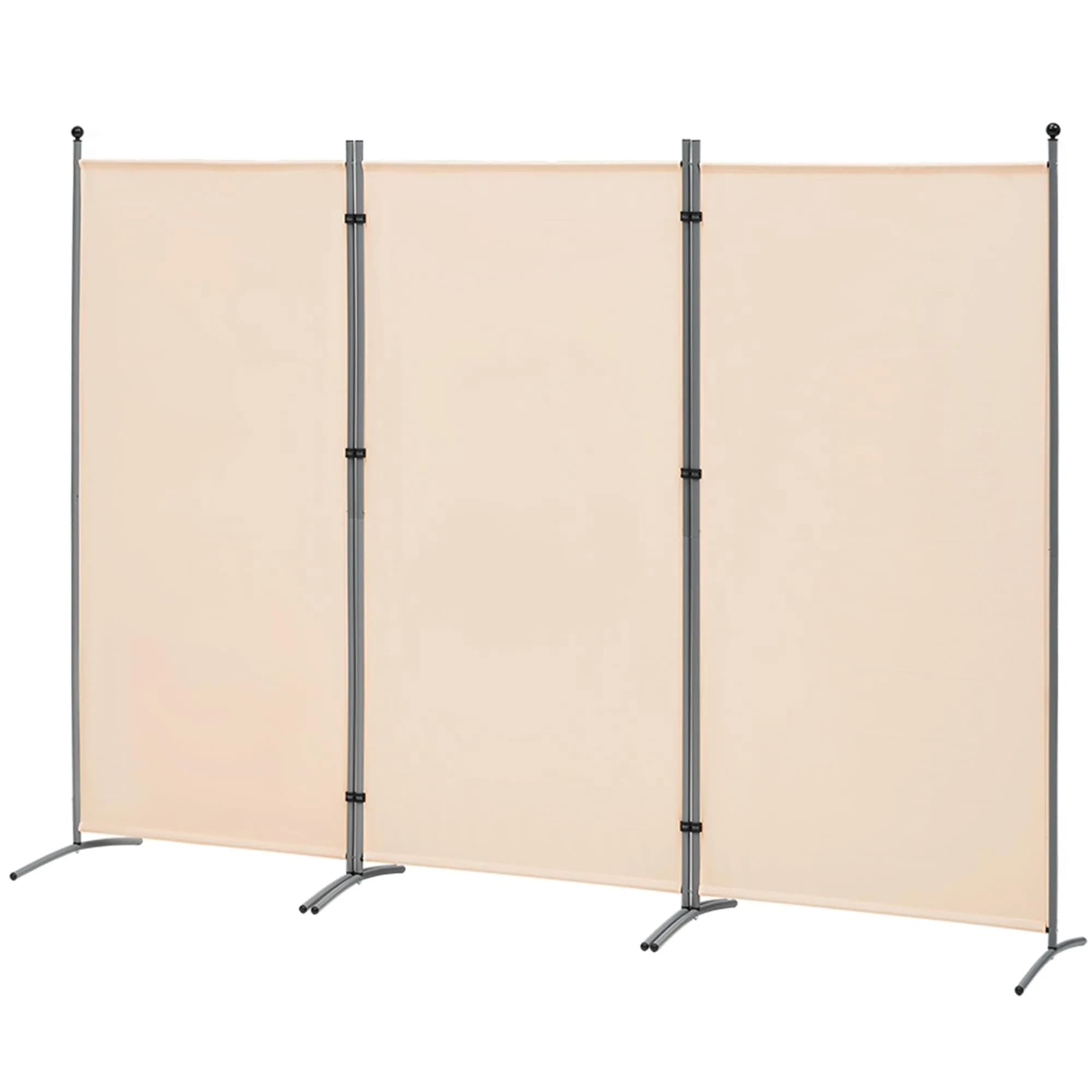 Spurgehom 3 Panel Folding Room Divider Privacy Screen 208 cm (102" W x 71" H) | Freestanding Beige Fabric Partition - main product image