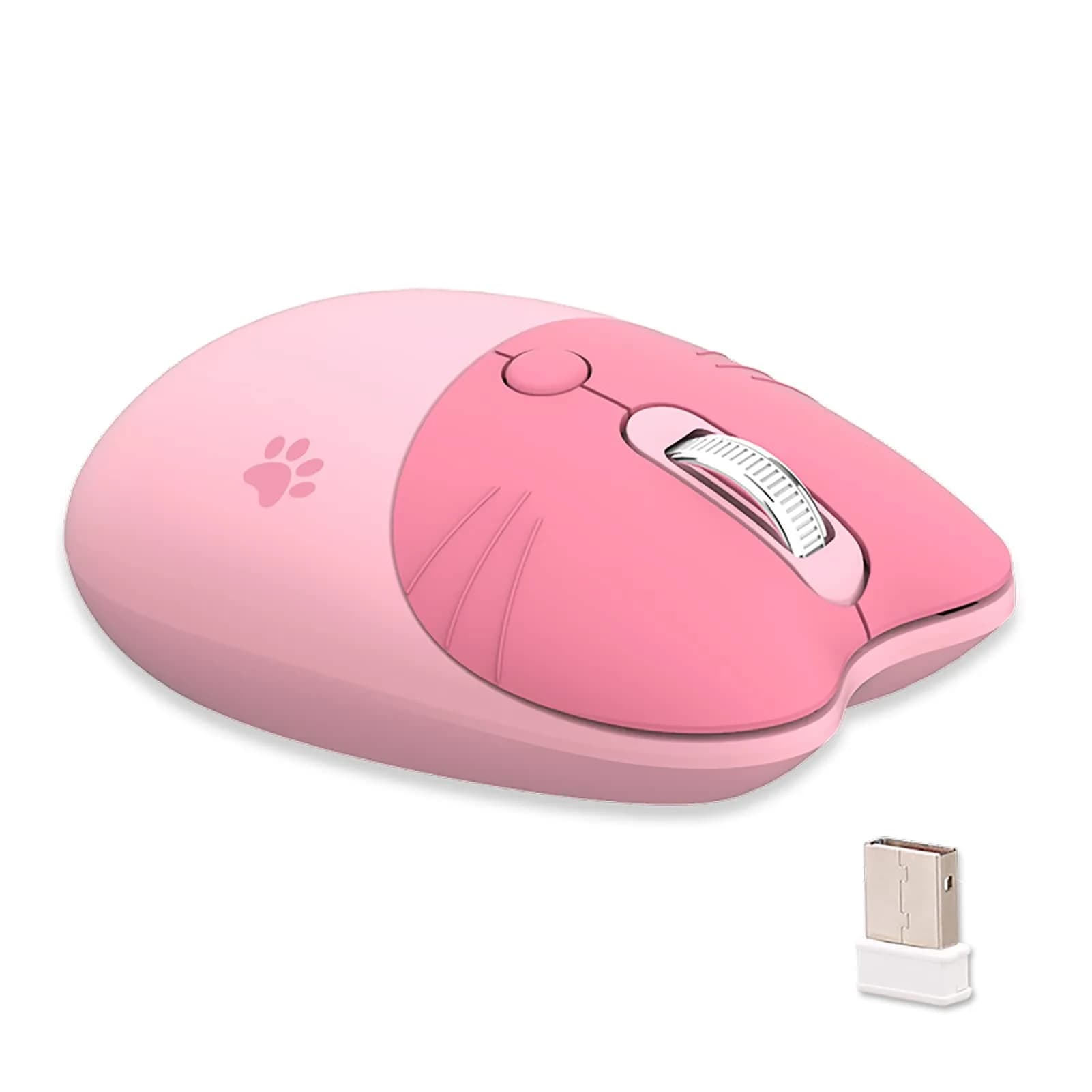 Lomiluskr Cute Cat Wireless Mouse Pink | Silent 2.4G Input Mouse for Girls & Kids - main product image