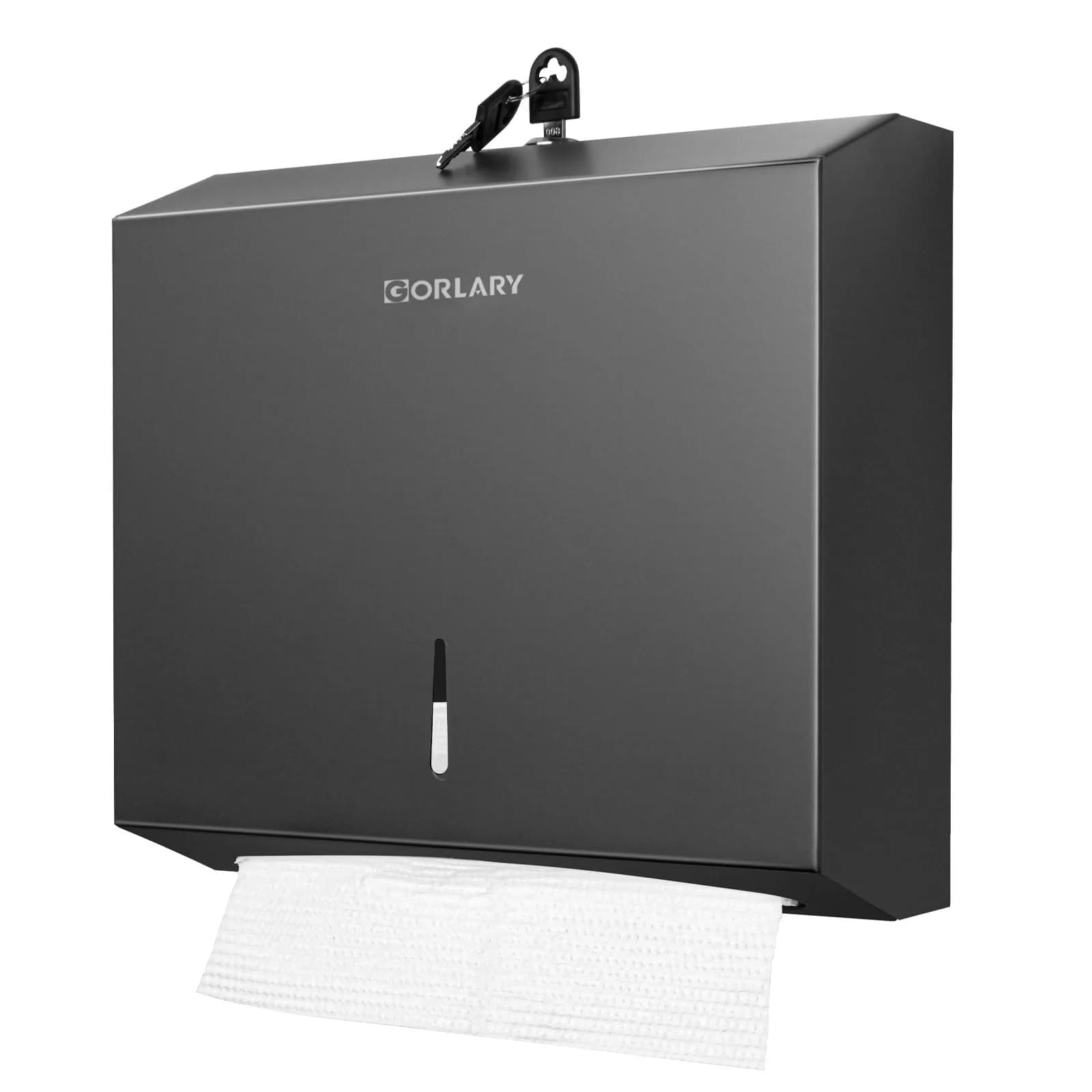 Gorlary Commercial Paper Towel Dispenser Wall Mount, Matte Black | Space-Saving Stainless Steel Design - main product image
