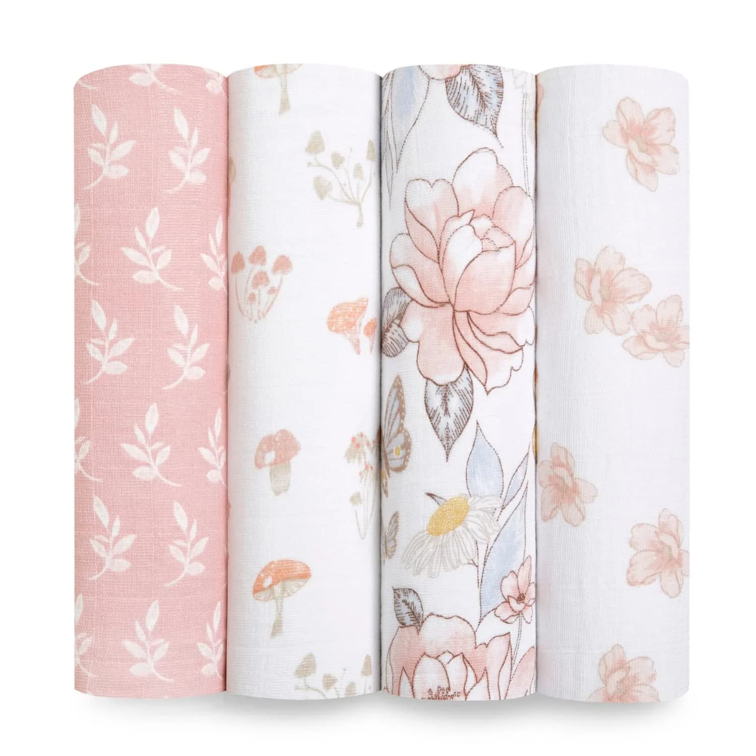 aden + anais Organic Cotton Muslin Swaddle Blankets 4 Pack (120x120 cm) | Breathable & Gentle for Newborns - main product image