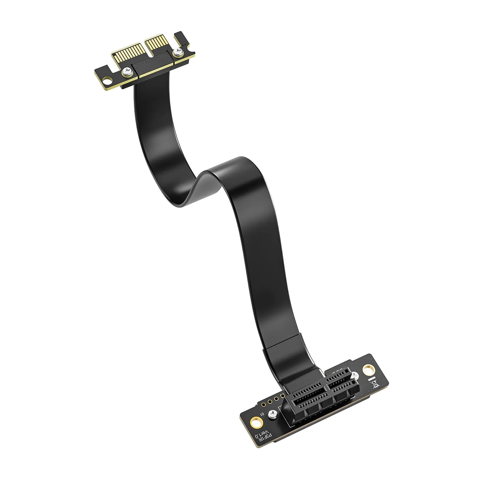10Gtek PCIe 3.0 x1 Riser Cable 20cm (0.66ft) | Male 90° to Female 90° EMI-Shielded GPU Jumper Cable - main product image