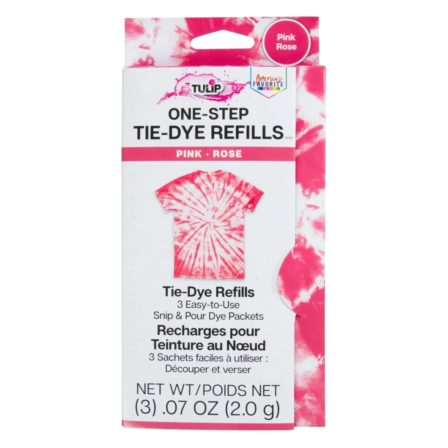 Tulip One-Step Tie-Dye Kit , 3 Fabric Dye Refill Packs, Pink | Eco-Friendly, Bold Colors, 4 oz. Pack - main product image