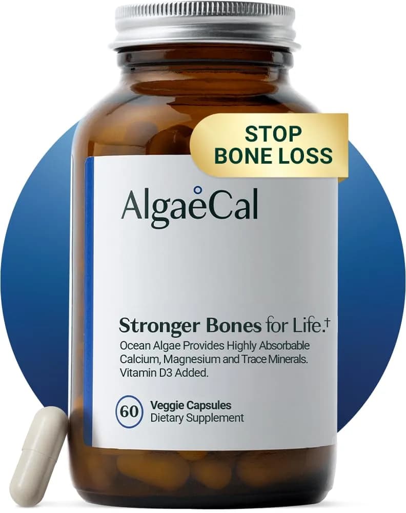 ALGAECAL Plant Based Calcium Supplement for Bone Strength, 90 Caps | Organic Red Algae Calcium & D3 for Bone Support - main product image