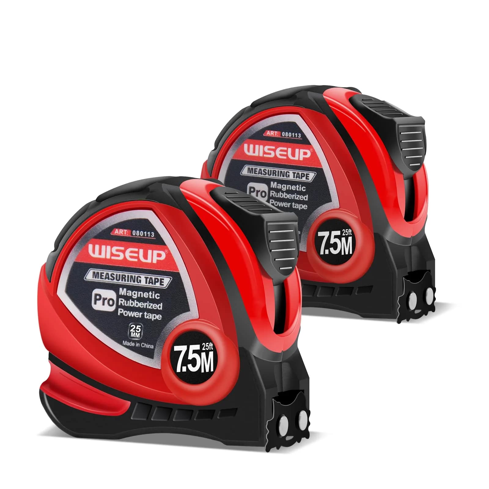 WISEUP Industrial Magnetic Tape Measure with Fractions 1/8 and Metric | Self-locking, Accurate, Durable - main product image