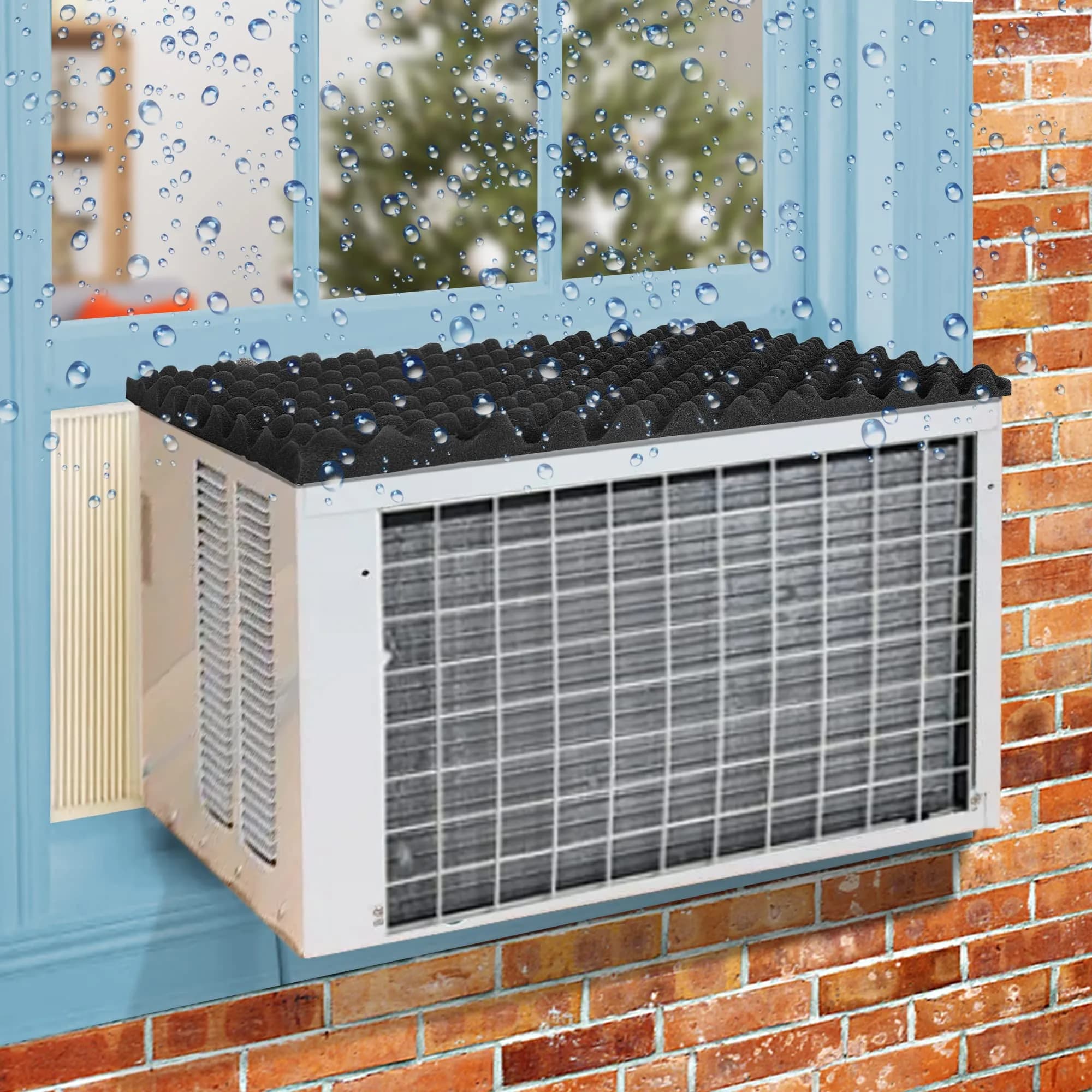 LFUTARI Magnetic Air Conditioner Drip Cushion, 23.6"x16.9" Window AC Rain Cover | Stops Water Dripping Indoors - main product image