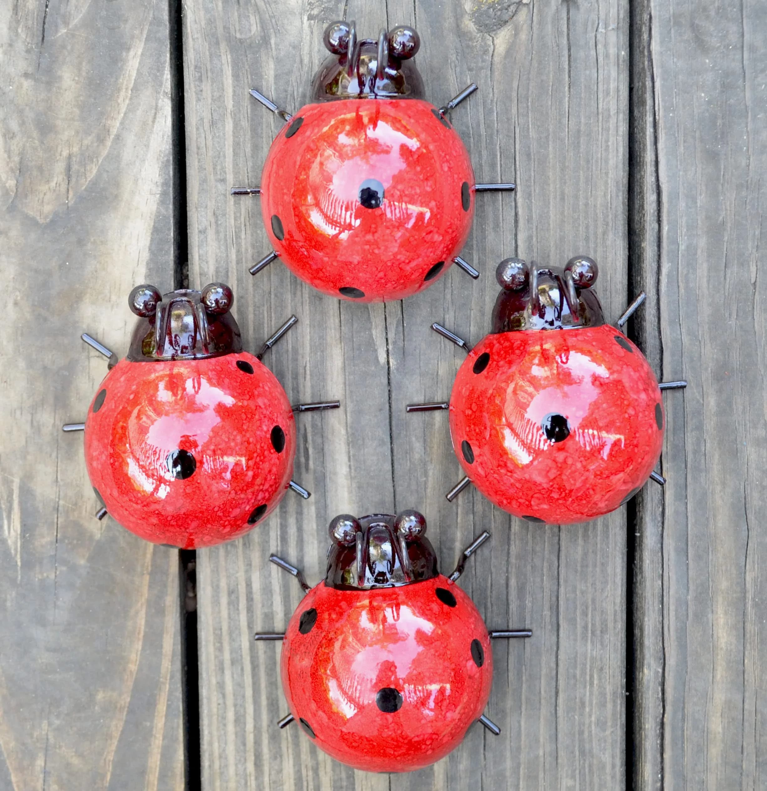 GIFTME 5 Metal Garden Yard Art Ladybugs 4 Pack | Rustproof Outdoor Decor - main product image