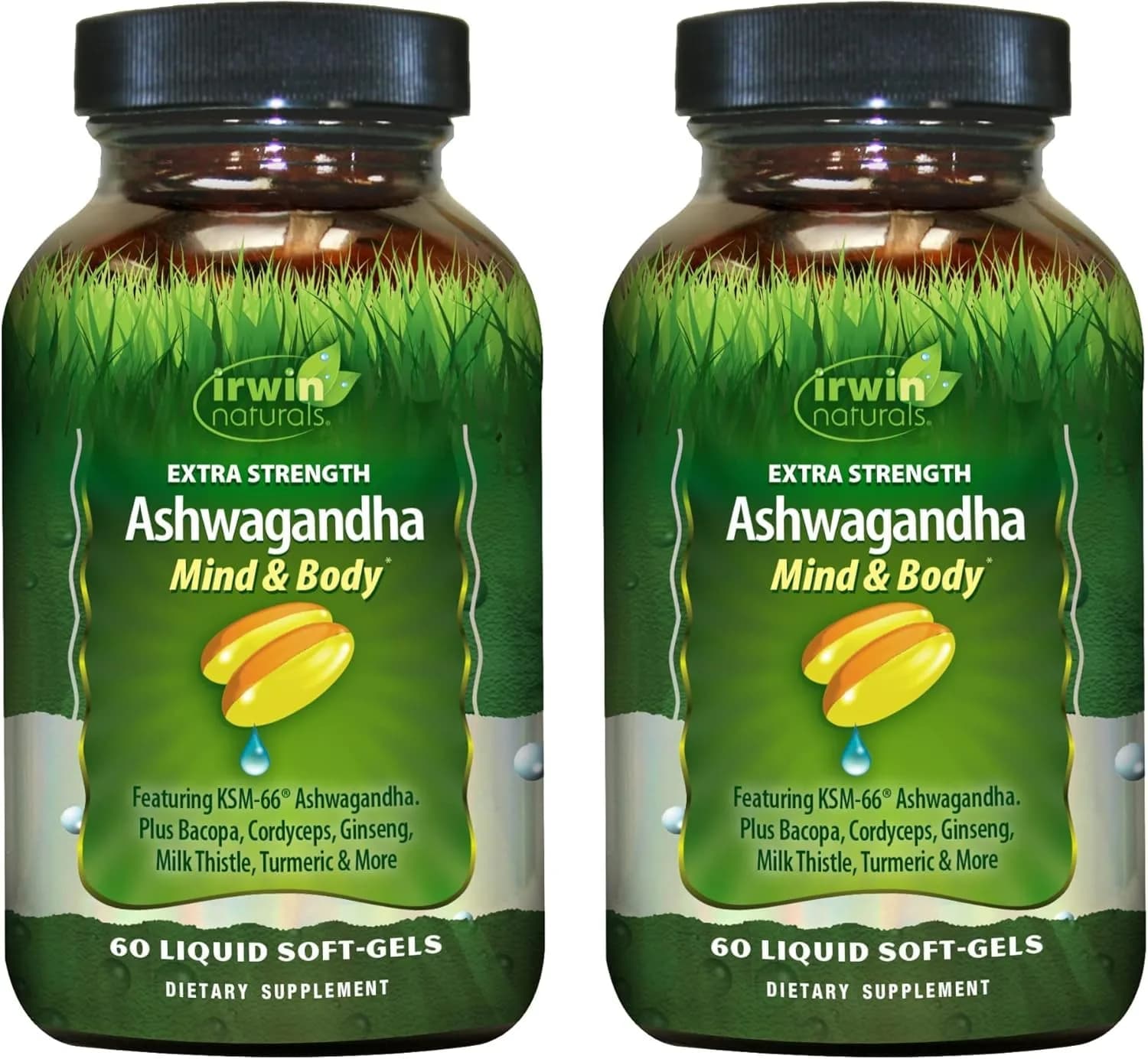 Irwin Naturals Extra Strength Ashwagandha Mind & Body Support (2 Pack) | Adaptogenic Stress & Wellness Formula - main product image