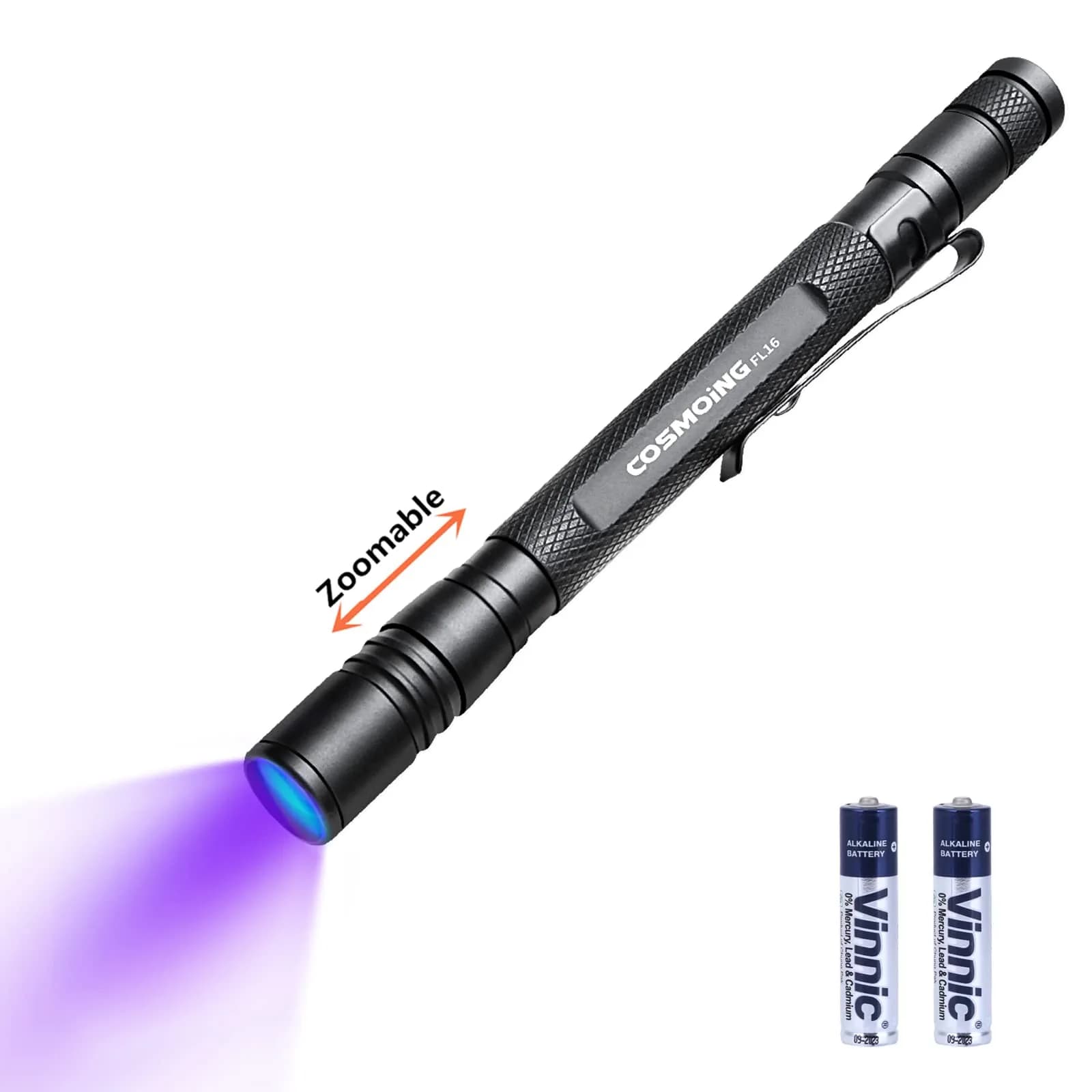 COSMOING Zoomable UV Blacklight Flashlight 5.4 inch | Detects Pet Stains & Hidden Ink - main product image