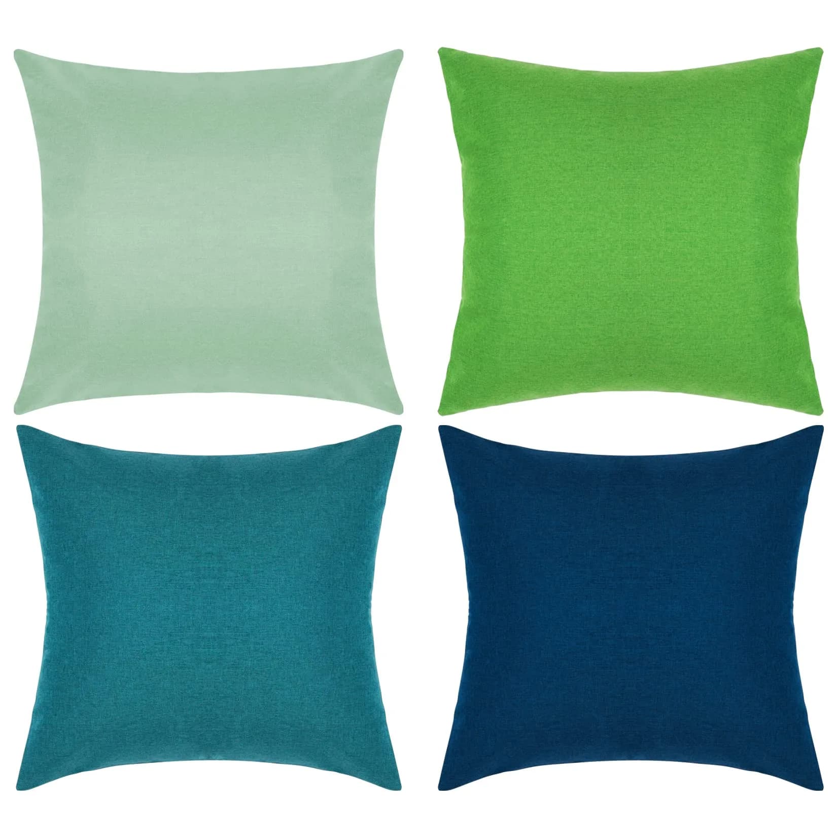yeabwps Pack of 4 Decorative Outdoor Waterproof Throw Pillow Covers ONLY Square Garden Cushion Cases for Patio, Couch, Tent and Sofa, 18 x 18 Inches (Blue-Green, Blue, Green, Light Green)