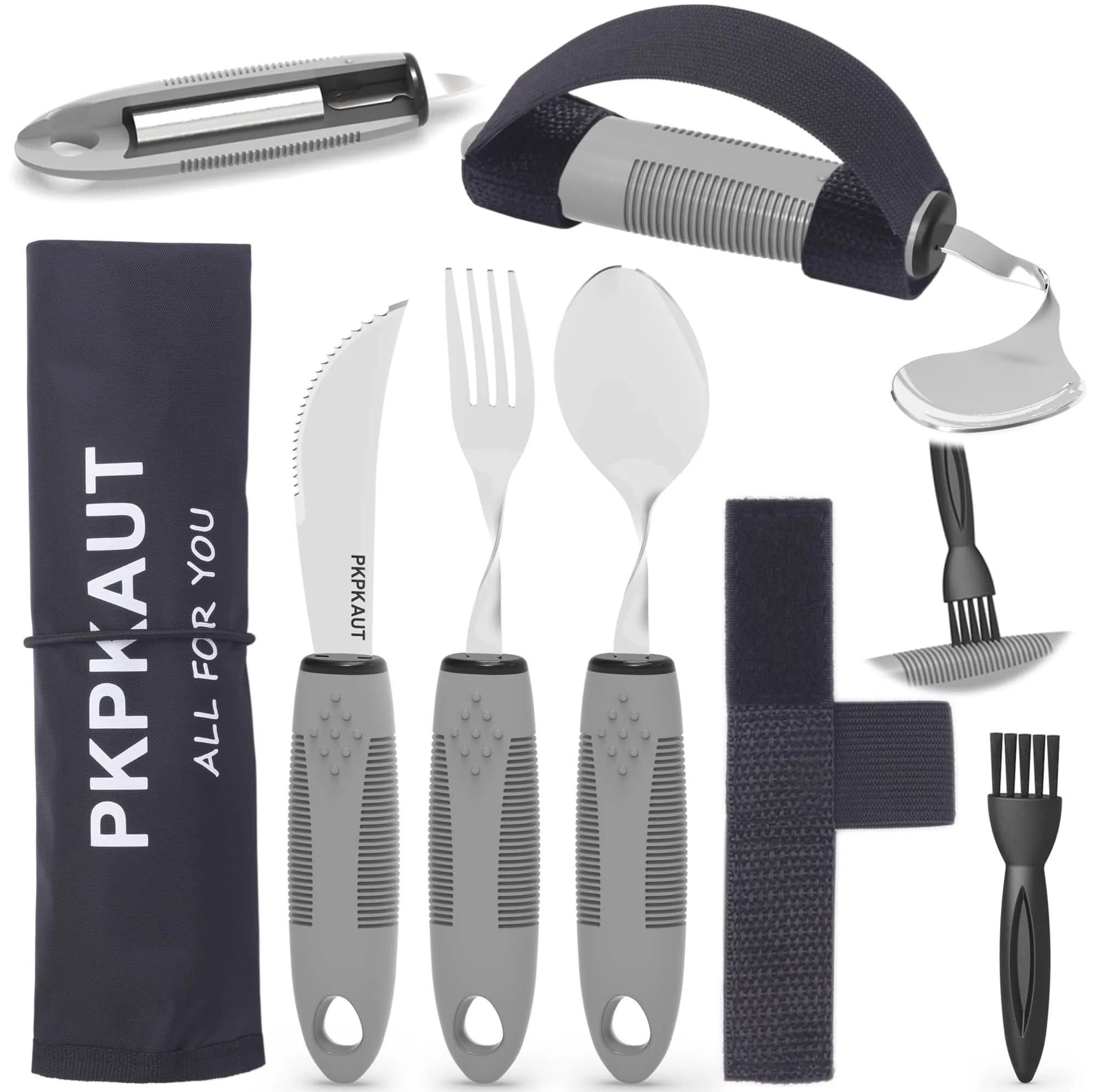 PKPKAUT Weighted Adaptive Utensils 170g (6 oz) | Bendable & Dishwasher Safe Set for Hand Tremors - main product image