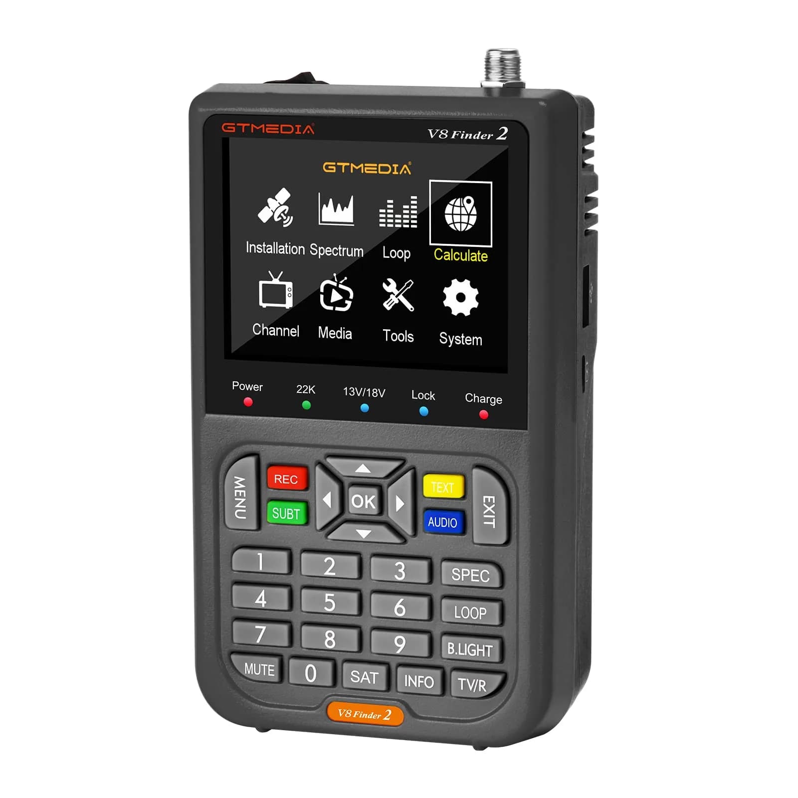 GTMEDIA V8 Finder2 Satellite Finder with 3.5" HD LCD Screen & Carrying Bag | Digital FTA DVB-S/S2/S2X Signal Meter for Dish Alignment - main product image