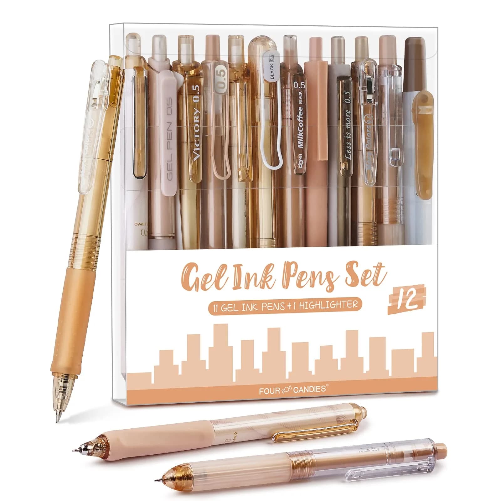 Four Candies Black Gel Ink Pens 0.5mm Fine Point | Smooth Writing for Students & Professionals - main product image
