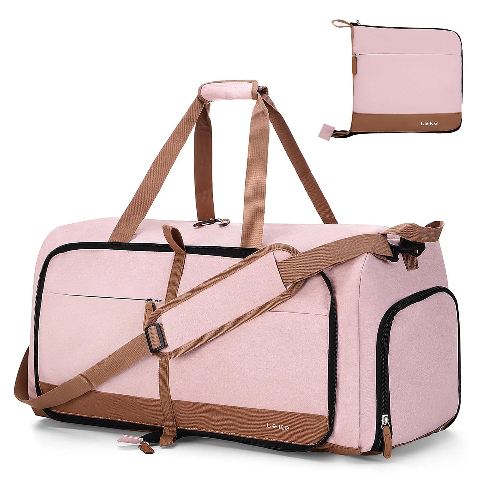 Lekesky Foldable Travel Duffel Bag for Women, 80L | Large Capacity with Shoes & Water-Resistant Design - main product image