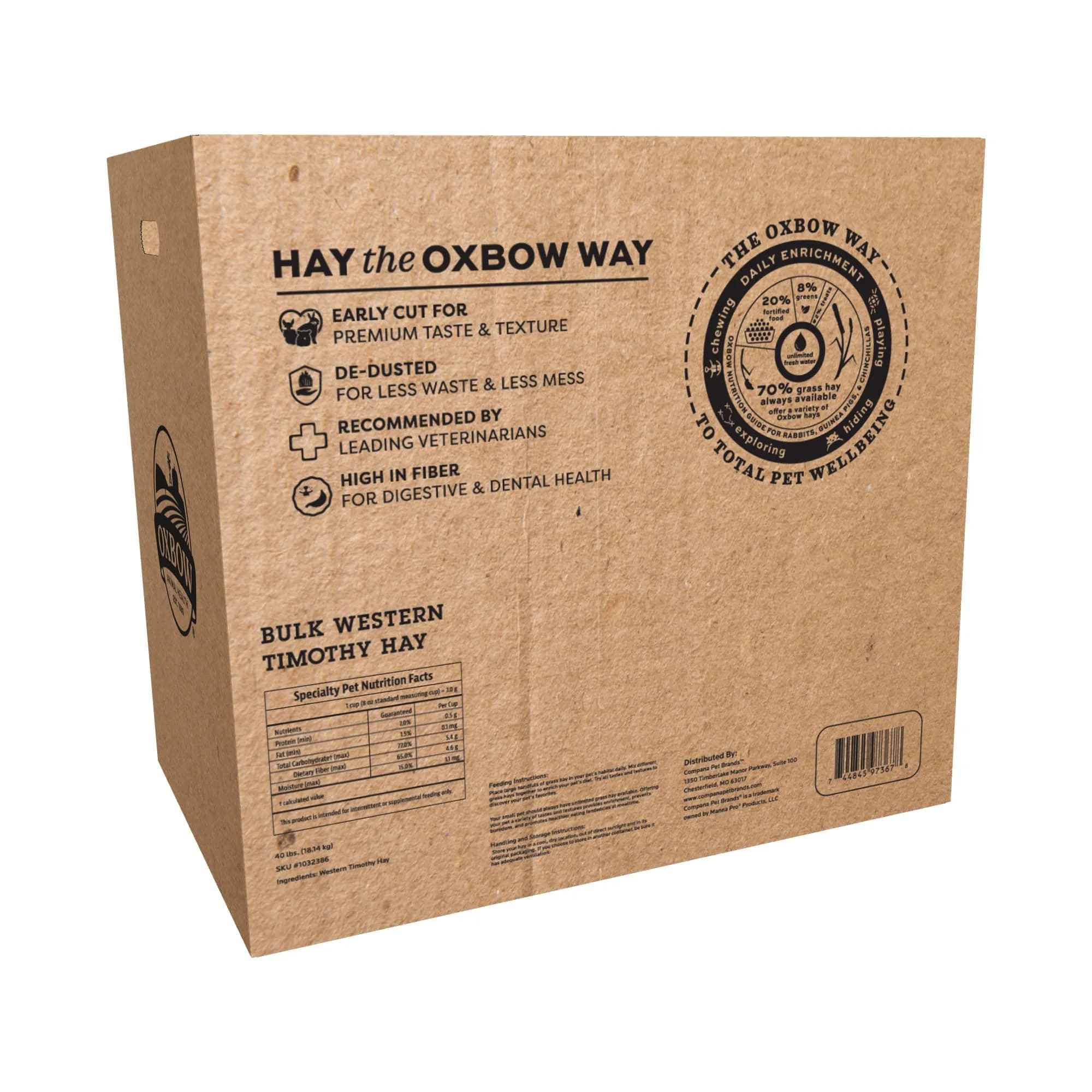 Oxbow Western Timothy Hay 40 lb | High Fiber, USA, Natural for Small Pets - main product image