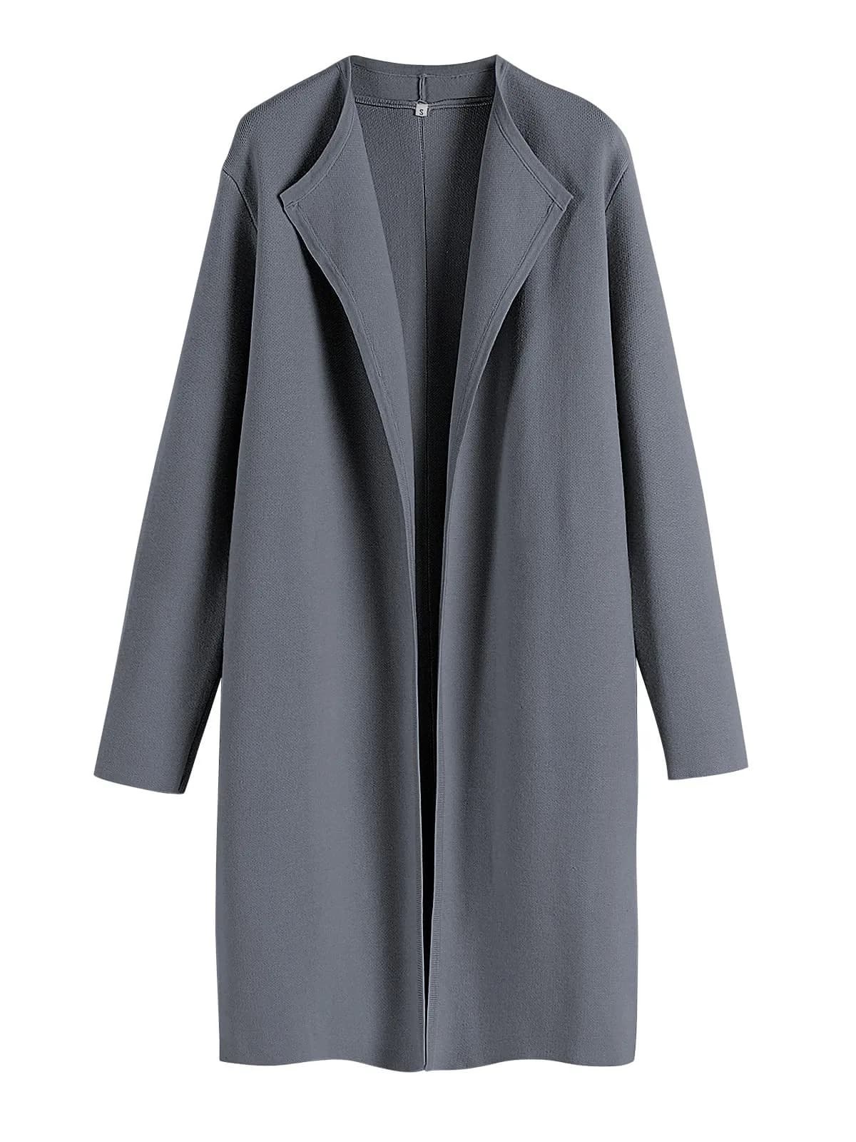 ANRABESS Women's Long Cardigan Sweater Dark Grey Small | V-Neck Knit Warm Trench Coatigan - main product image