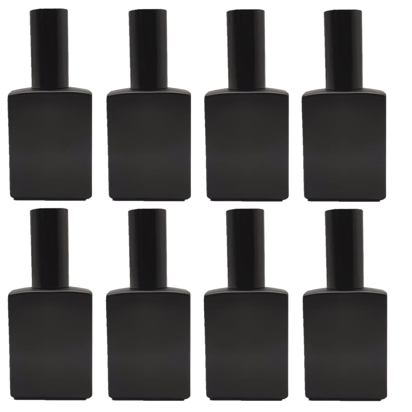 PimyRcyi 8PCS Square Glass Spray Bottle 50ml (1.7oz) | Matte Black Fine Mist Refillable Container - main product image