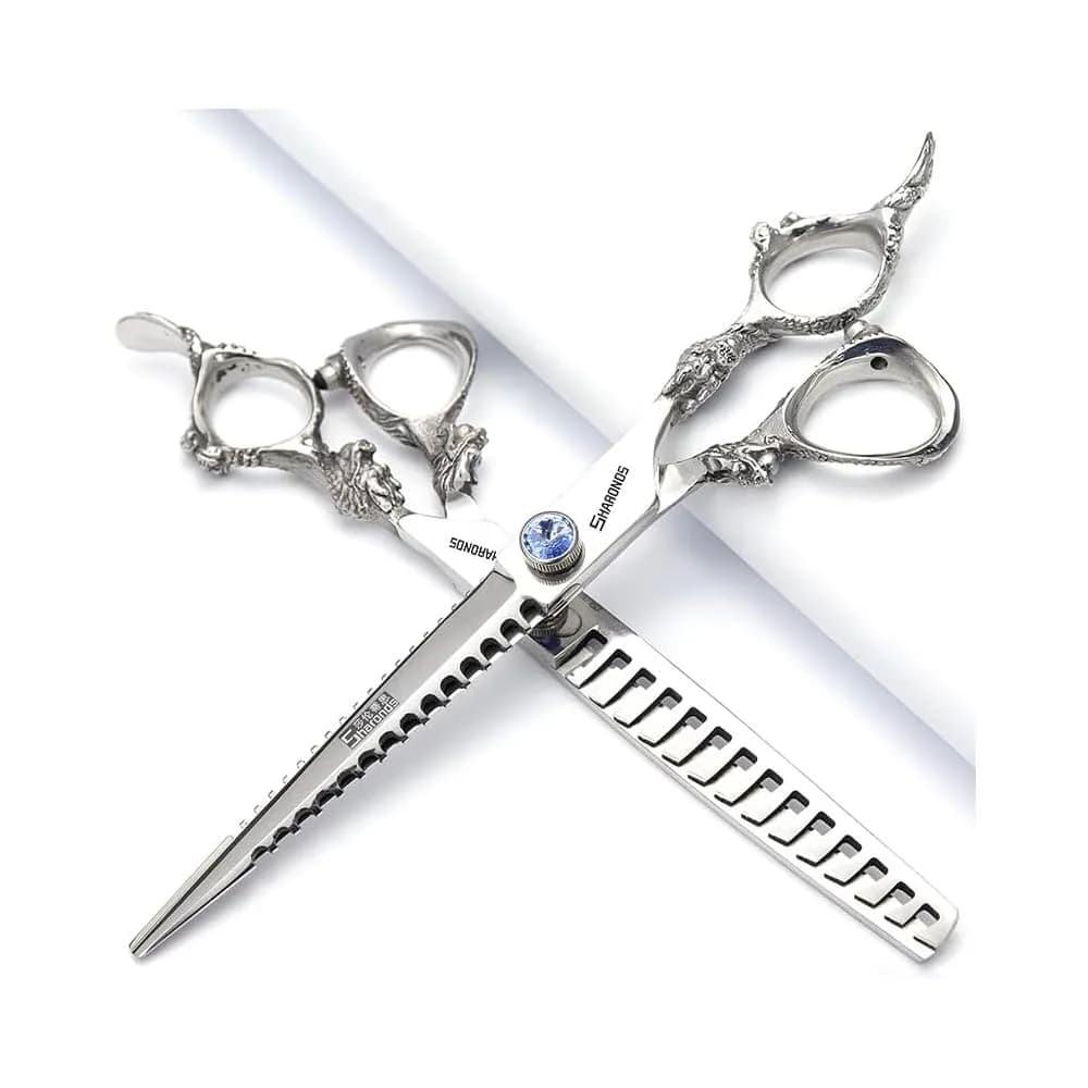 SHARONDS 7/7.5/8/9 inch Professional Hairdressing Scissors | Sharp Stainless Steel Shears for Haircutting (7 inch 2pc-B)