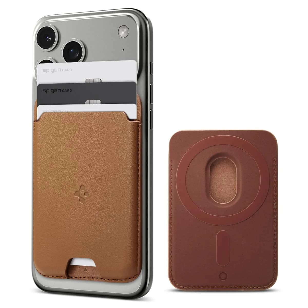 Spigen MagSafe Wallet, Holds 3 Cards | Slim Vegan Leather Card Holder with Strong Magnet - main product image