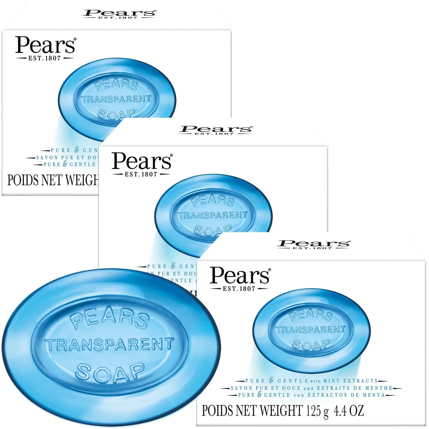Pears Germ Shield with Mint Extract Soap (Set of 3 Soaps) 125 Gx3 | Unisex Skin Cleanser for Body - main product image