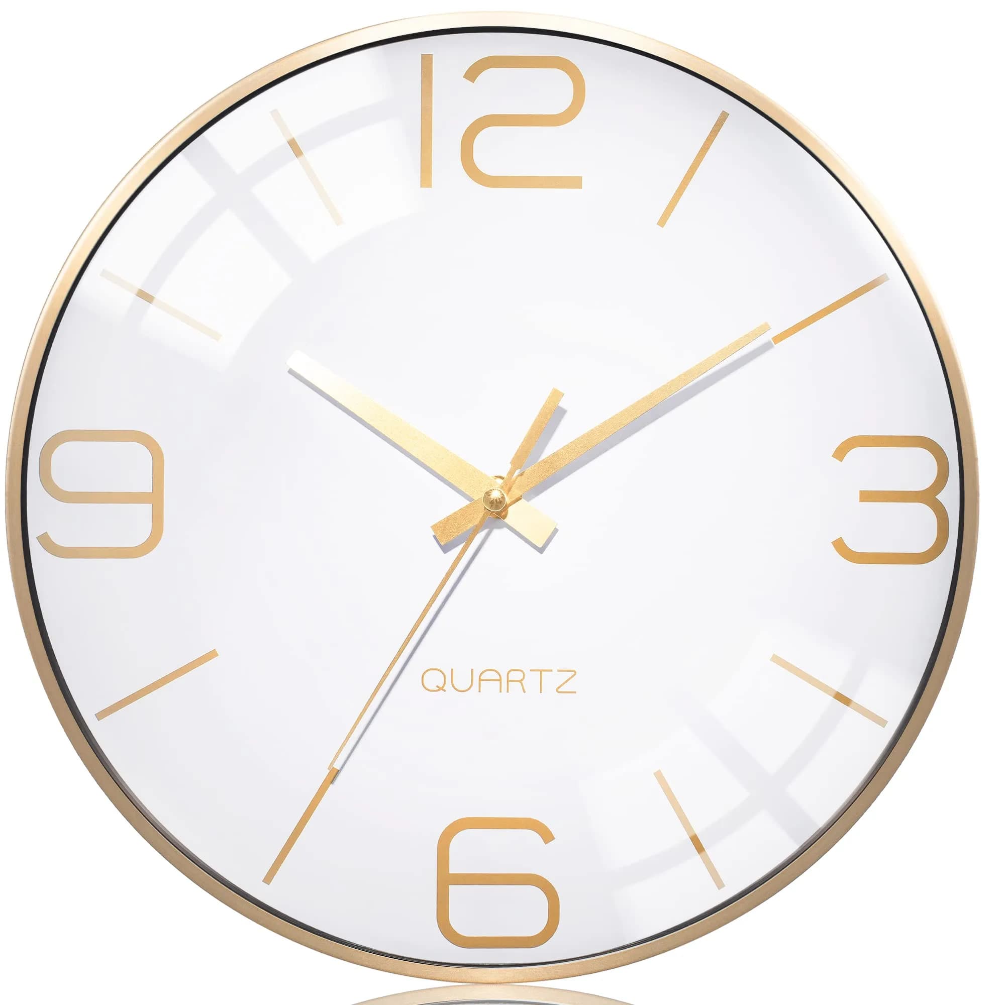 AYRELY 12 Inch Silent Wall Clock for Living Room & Bedroom | Modern Gold Metal Frame Decor - main product image