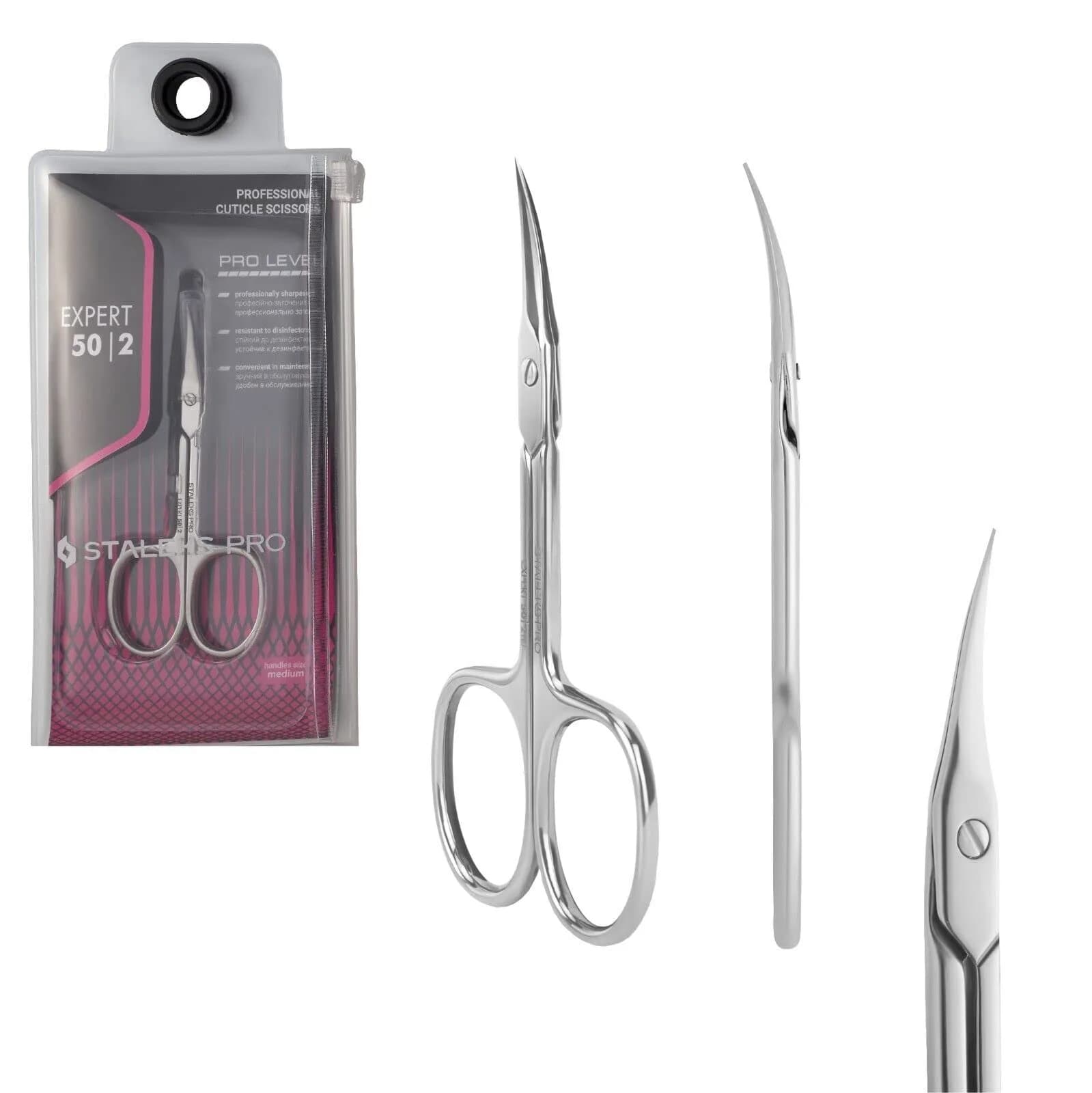 STALEKS PRO Expert 50 Cuticle Scissors - Stainless Steel, Extra Fine Curved Blade for Precise Cuticle Trimming - main product image