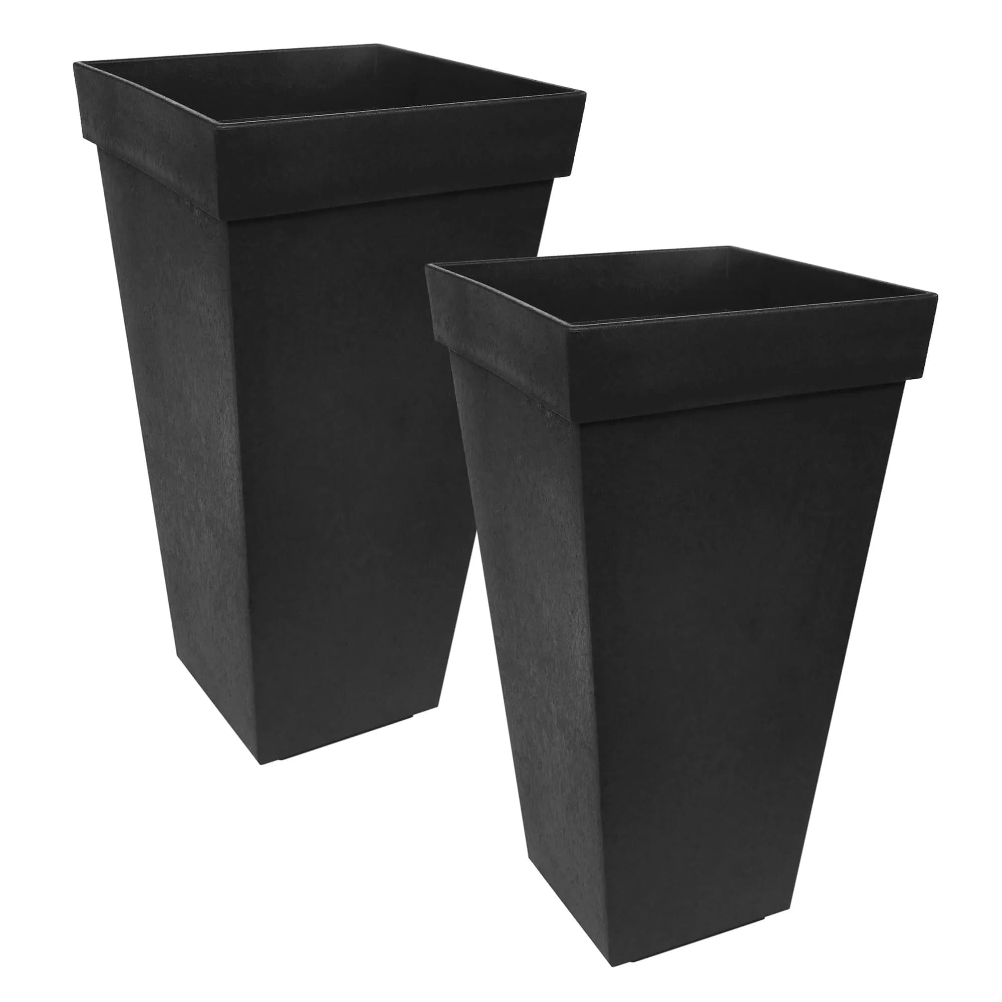 Tierra Verde 2-Pack Self-Watering Square Planters, Symphony, 15" x 28" | Durable Recycled Material