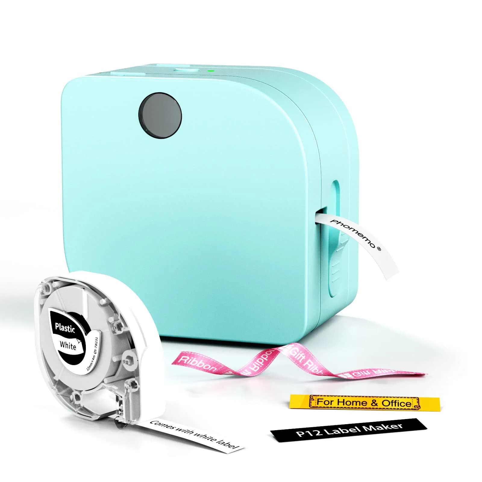 Phomemo P12 Bluetooth Label Maker Machine with Tape, 203dpi Resolution, Portable, Green | Label Manufacturer for Home, Office, School - main product image
