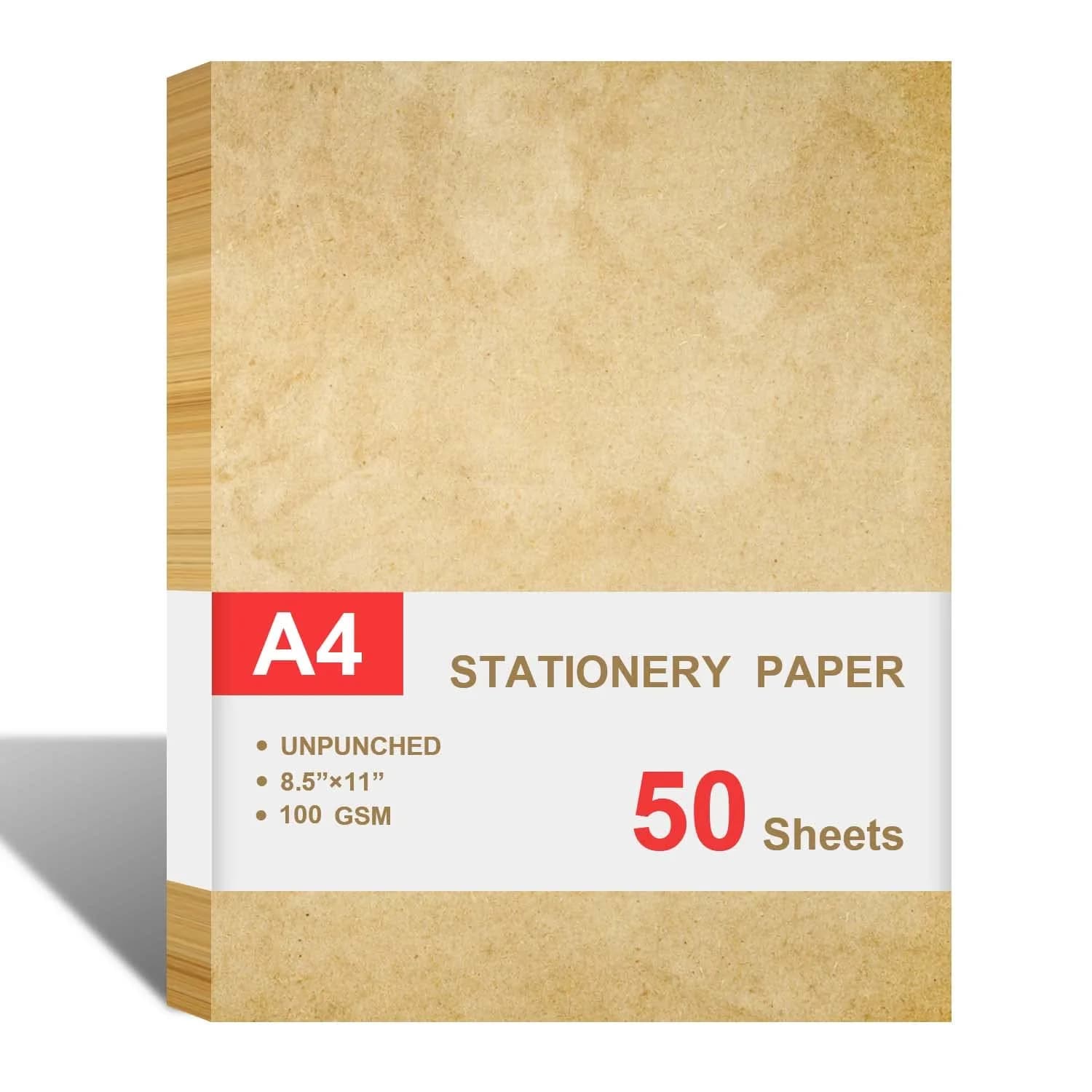 Cheericome Vintage Antique Stationery Paper 50 Sheets (8.5" x 11" / 21.6cm x 28cm) | Acid-Free, 100gsm Smooth Writing Paper - main product image