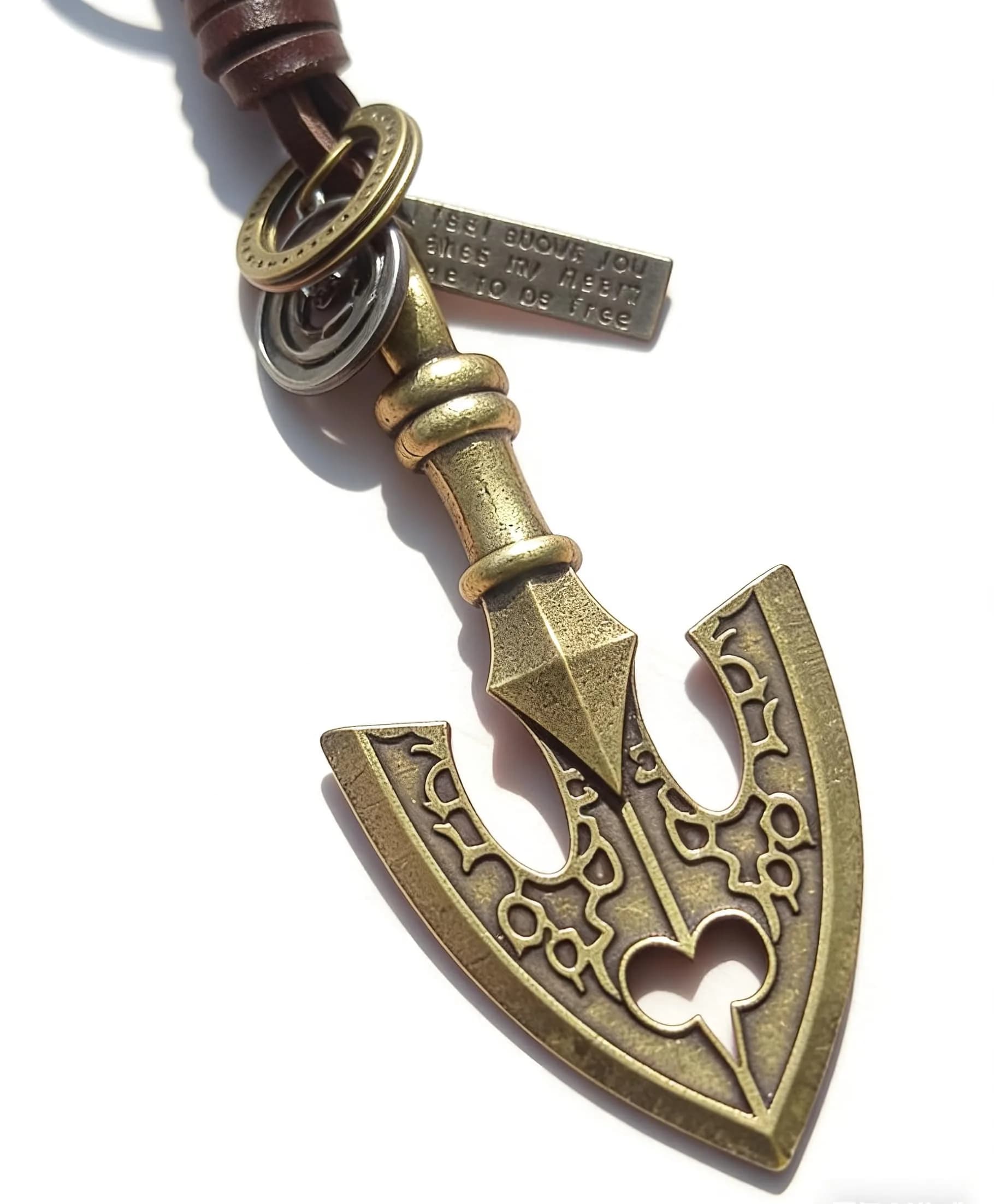 MYAROMA FINDINGS JoJo Adventure Arrow Head Keychain Antique Bronze Styling Leather Keychains - main product image