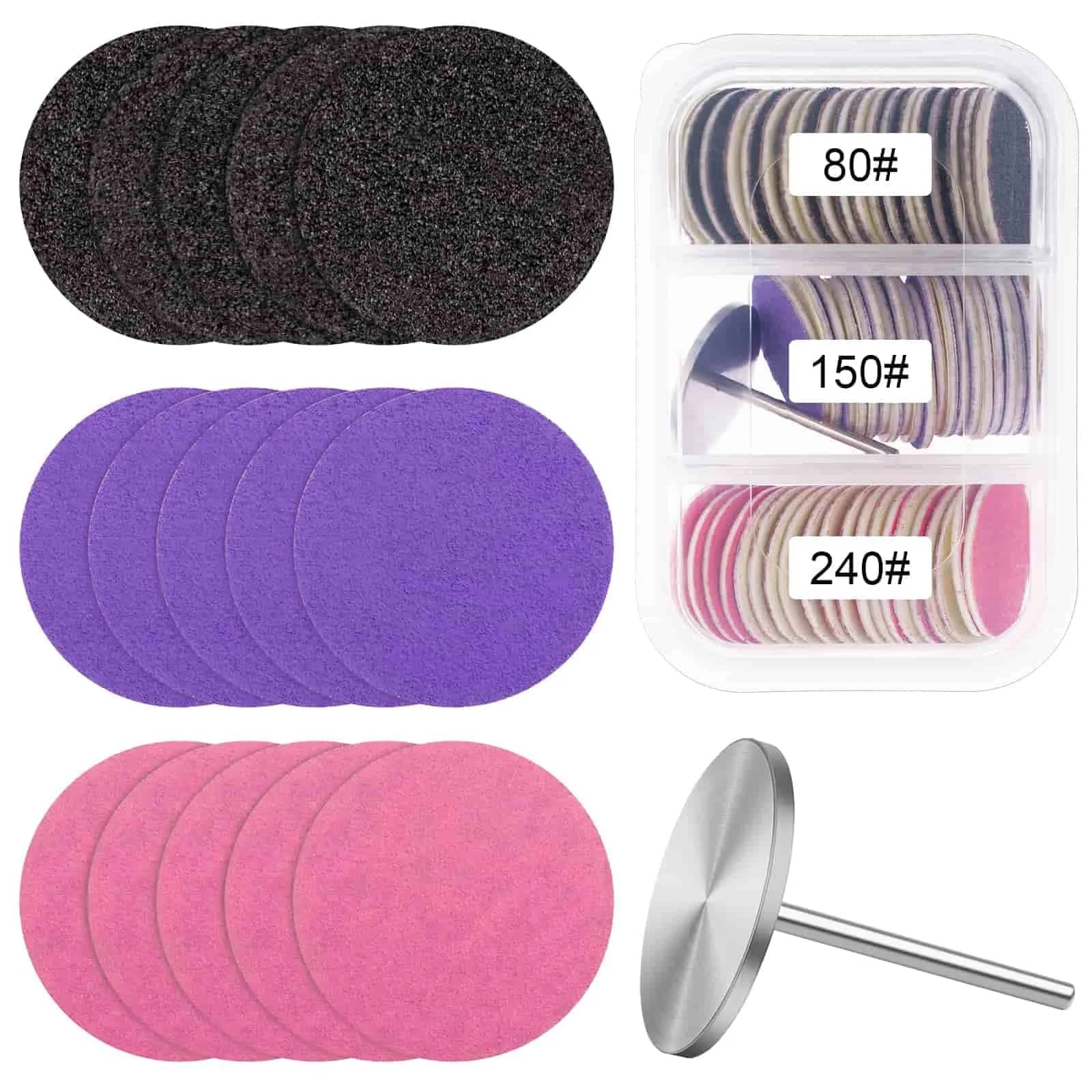 Difenni Metal Nail Drill Bit with Sandpaper Discs 25mm | 60-Piece Set for Manicure Pedicure - main product image