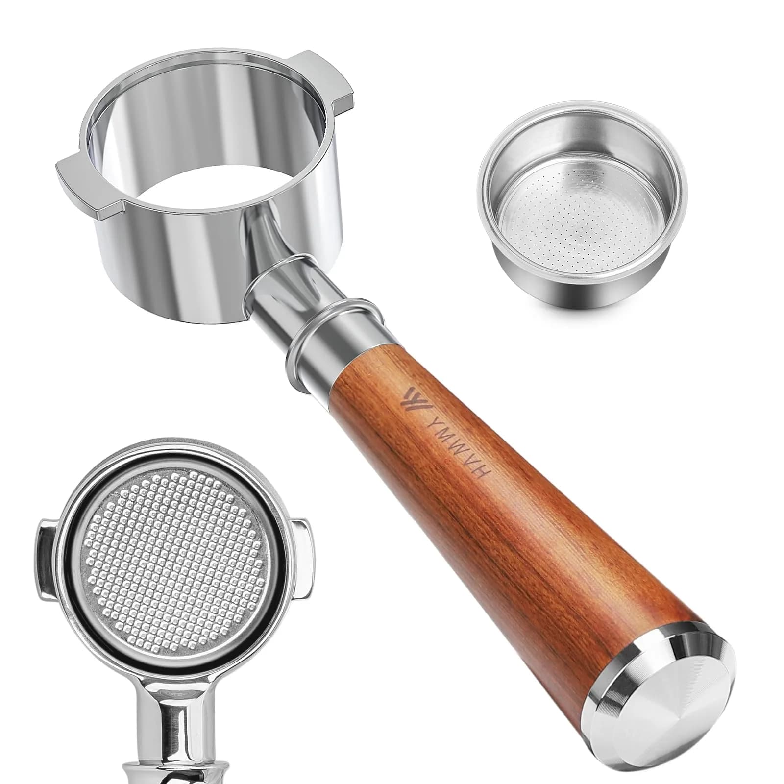 YMWVH 51mm Bottomless Portafilter 2 Ear for De-longhi ECP3420/EC155/BCO430/EC260 | Real-Time Brew Control
