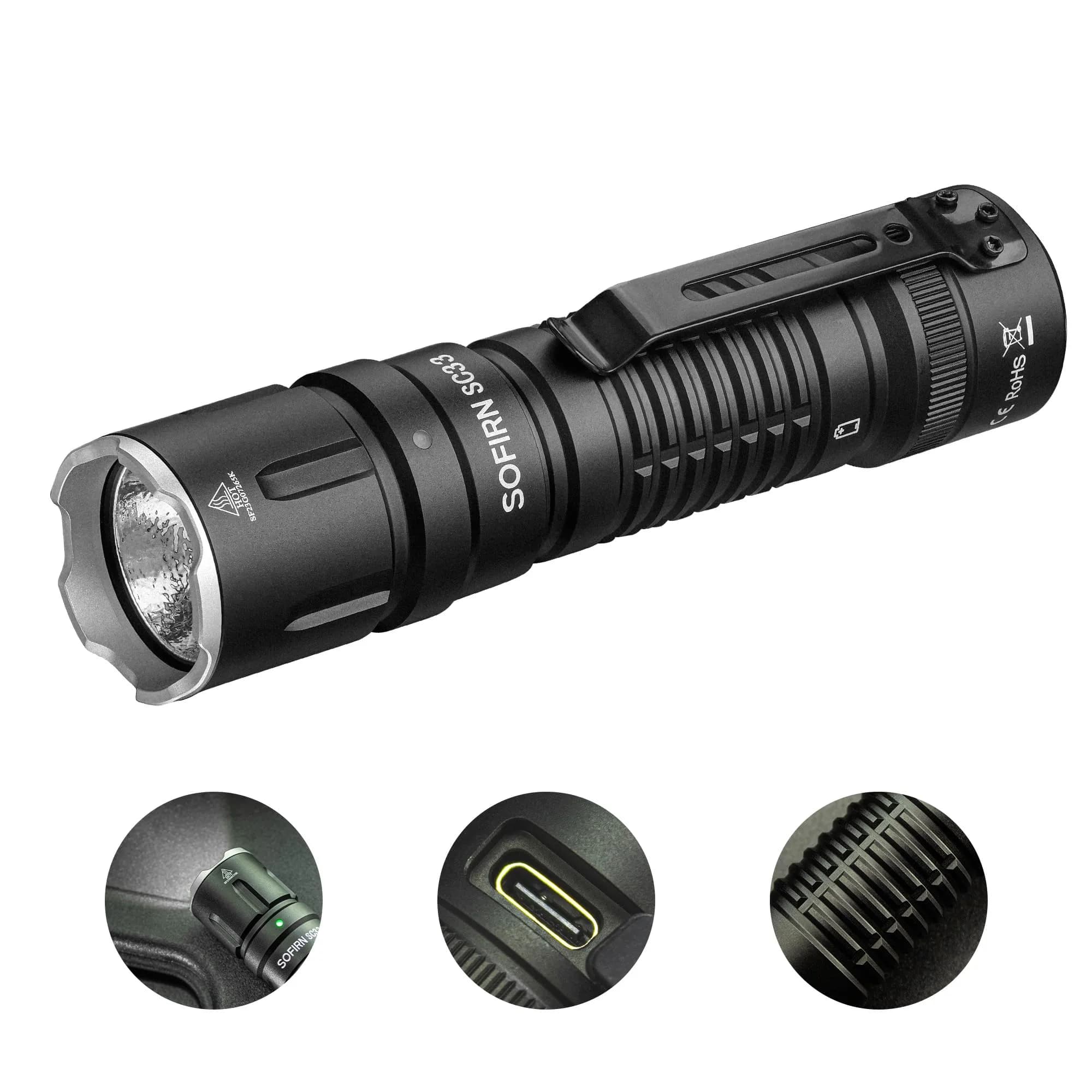CSTEBOKE SC33 Tactical Flashlight 5200 Lumens | USB Rechargeable, 327m Beam Distance