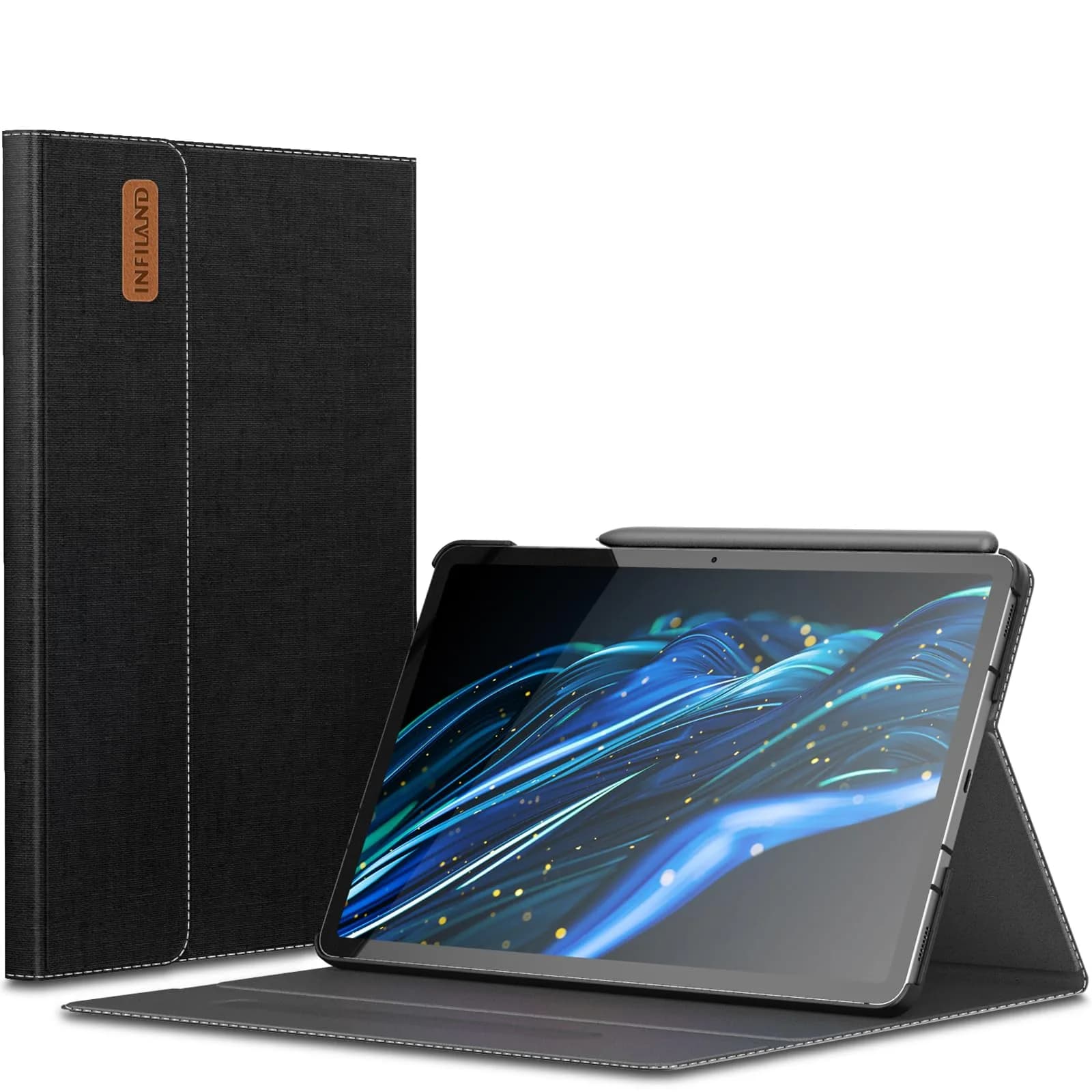INFILAND Black PU Leather Case for Samsung Galaxy Tab S10 Lite/S10 FE/S9 FE 10.9 Inch & Tab S9 11 Inch with S Pen Holder | Auto Wake/Sleep - main product image