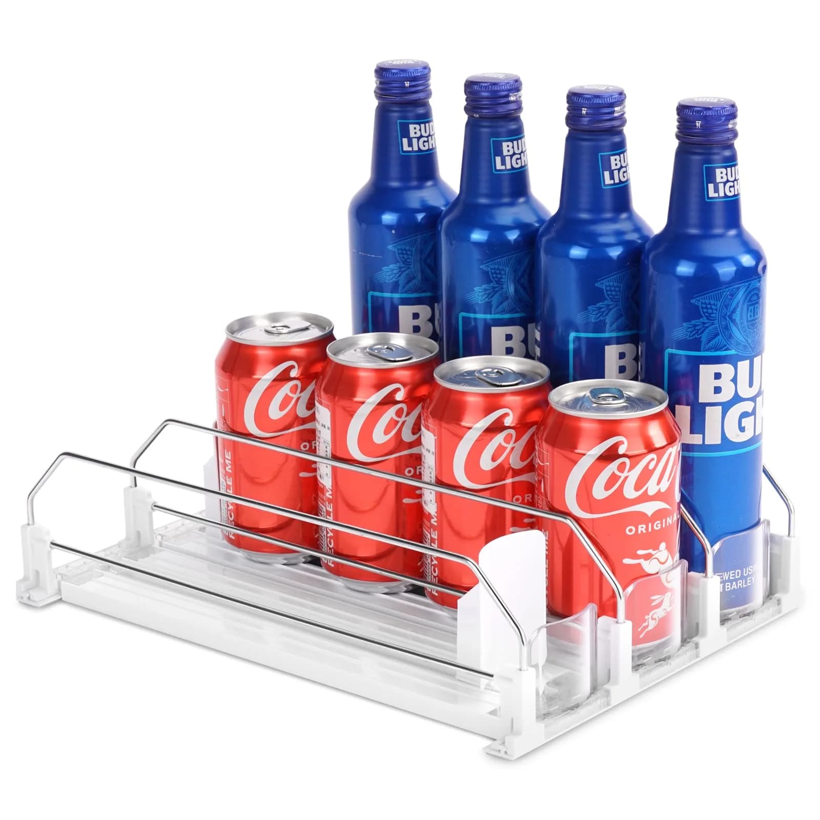 BingoHive Automatic Soda Can Organizer for Refrigerator 12 Can Capacity | Space-Saving Beverage Dispenser