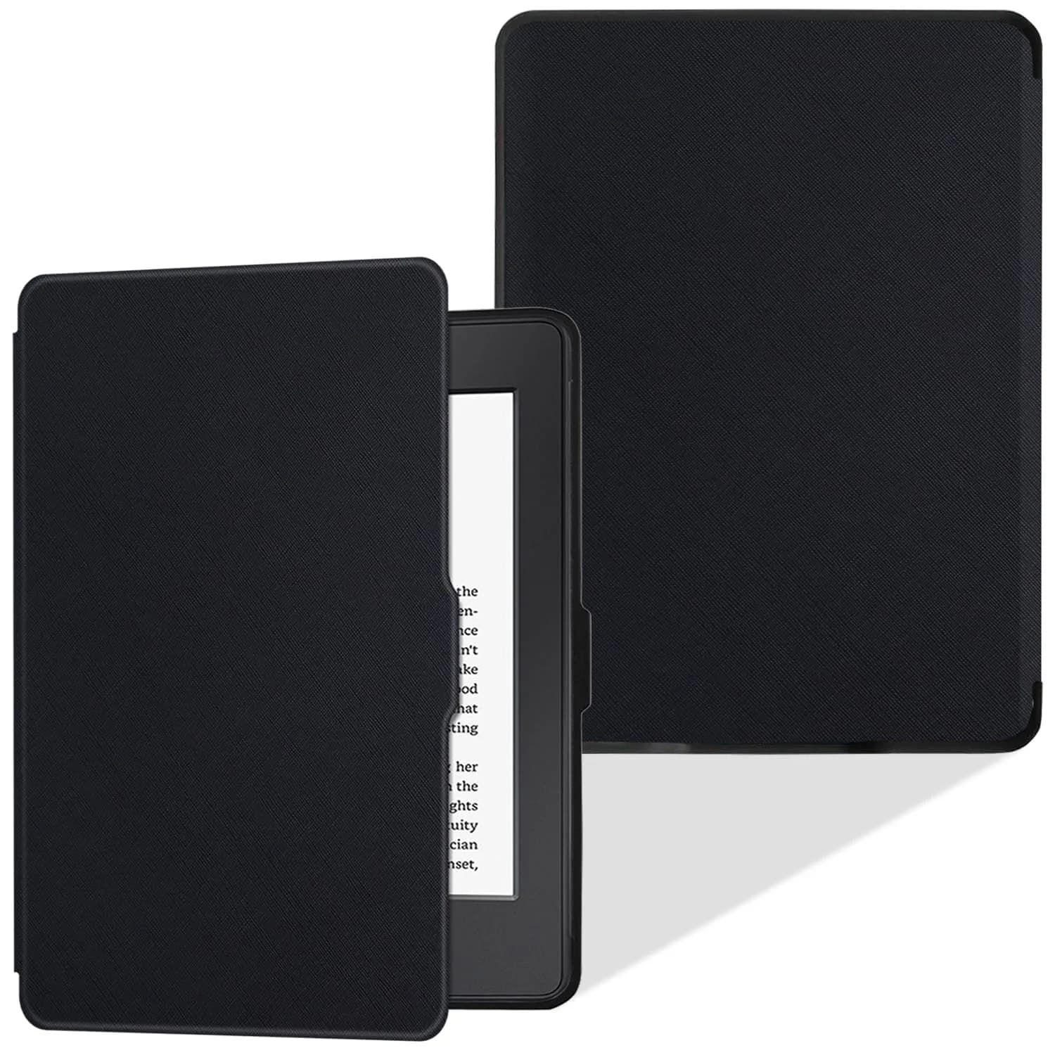 LaoShuSheng Slim Case for Kindle Paperwhite 5th/6th/7th Gen | Auto Sleep/Wake, Lightweight PU Leather, Classic Black - main product image