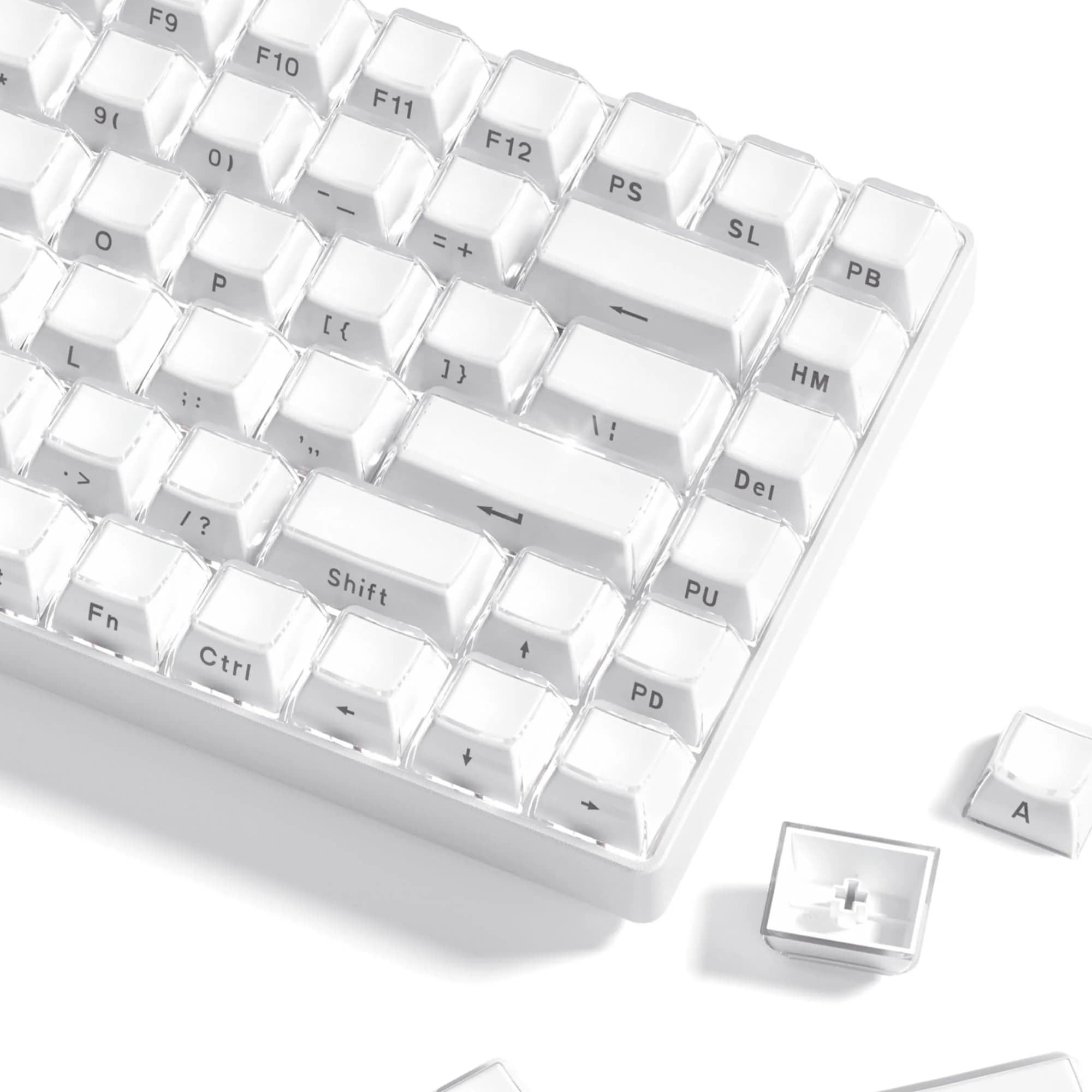 Womier White Lusterfly Jelly Keycaps | 113 Keys Side Printed OEM Profile for MX Switches - main product image