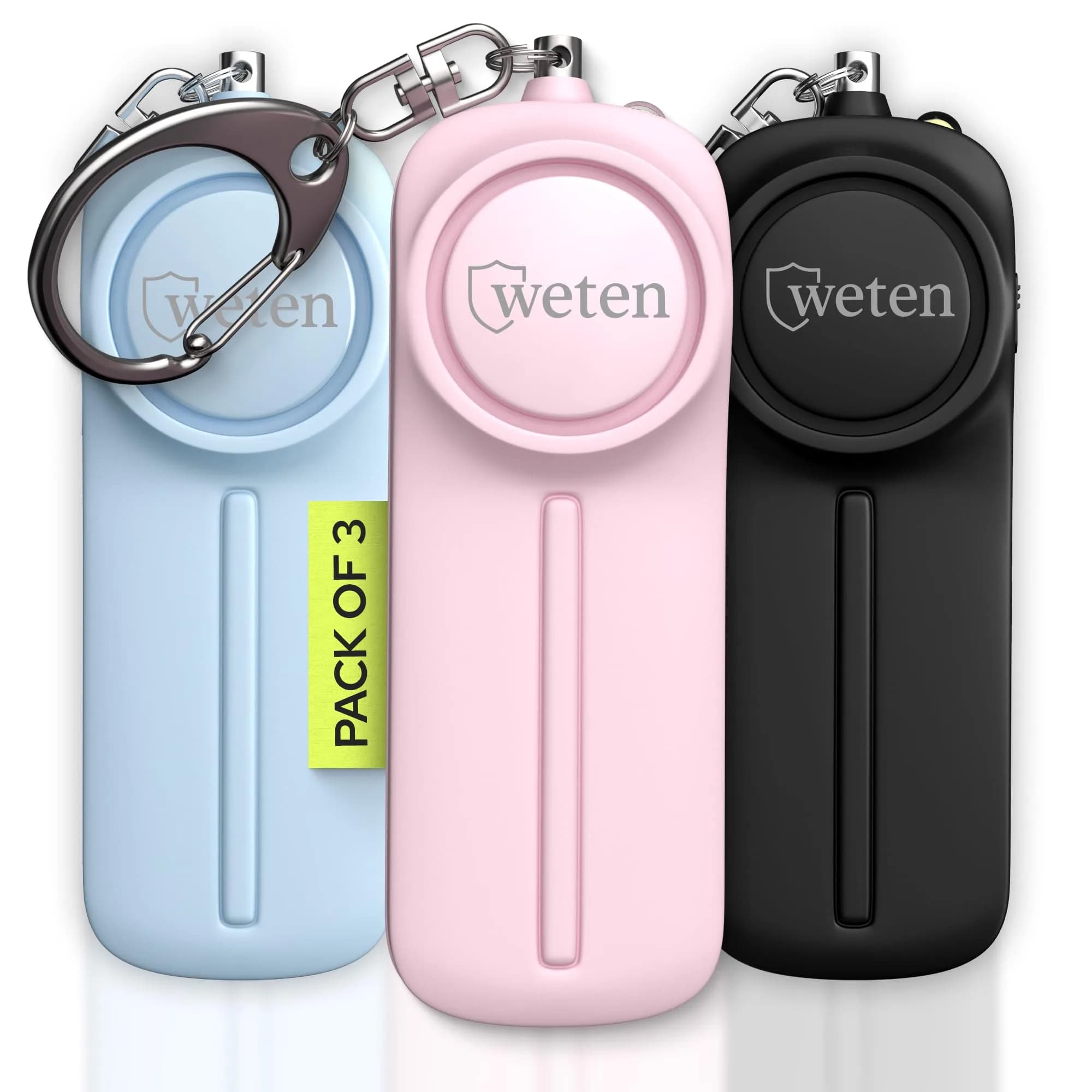 WETEN Personal Safety Alarm Keychain 130dB 3-Pack | 2.27 kg (5 lb) Total Weight - main product image