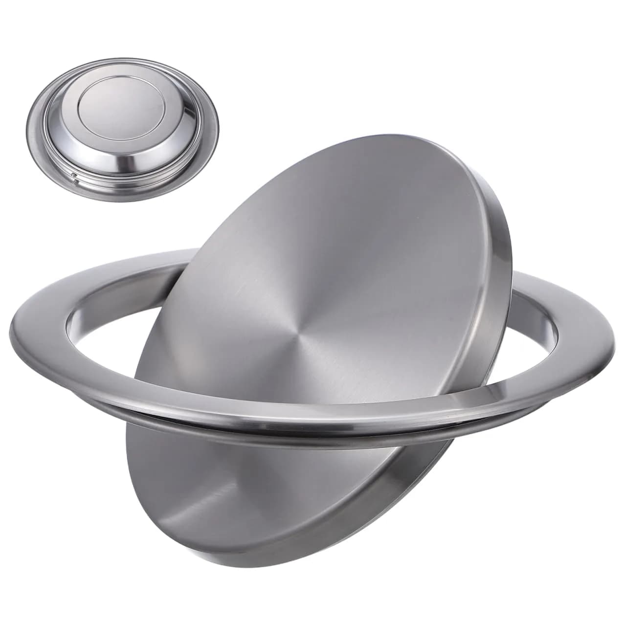 Cabilock Recessed Countertop Trash Bin Lid, Stainless Steel, Silent Swing, 21x21cm | Space-Saving Kitchen & Bathroom Cover - main product image