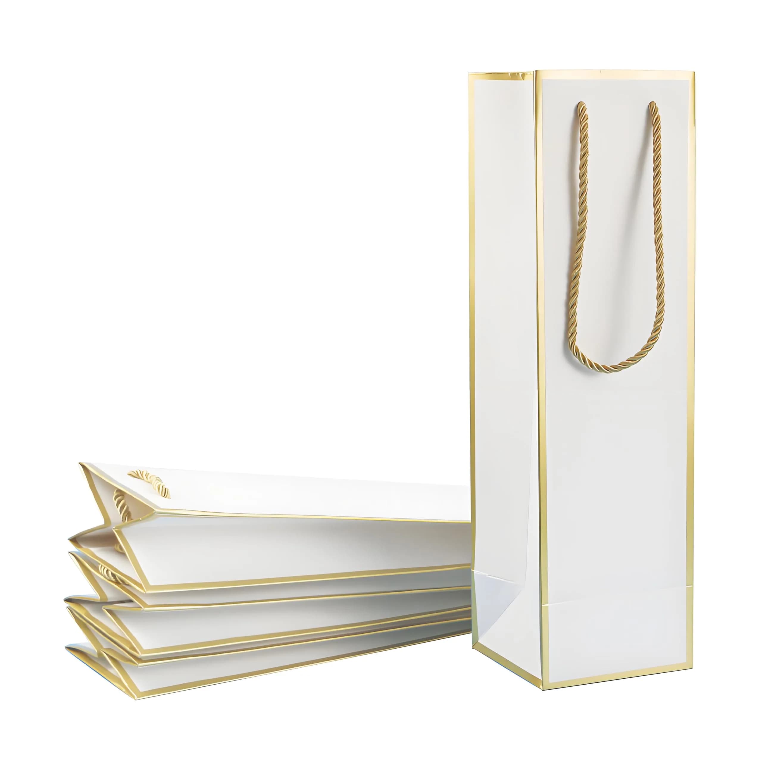 Miraclekoo Gold 4 pcs gift_wrap | Luxury gift bags for wine bottles, 4"x4"x13.8" with handles - main product image