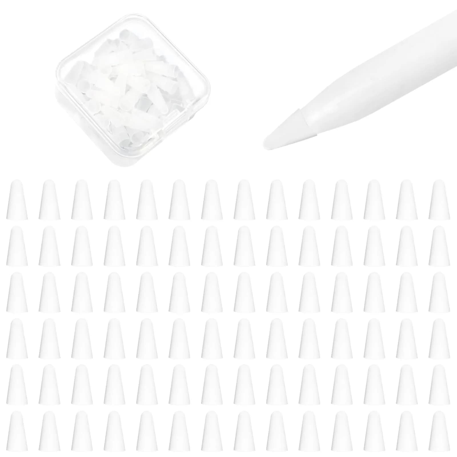 YBSUCLD Silicone Pencil Nib Sleeves for Apple Pencil 1/2/Pro/USB-C, 100pcs (20g) | Protects Screen & Extends Tip Life - main product image