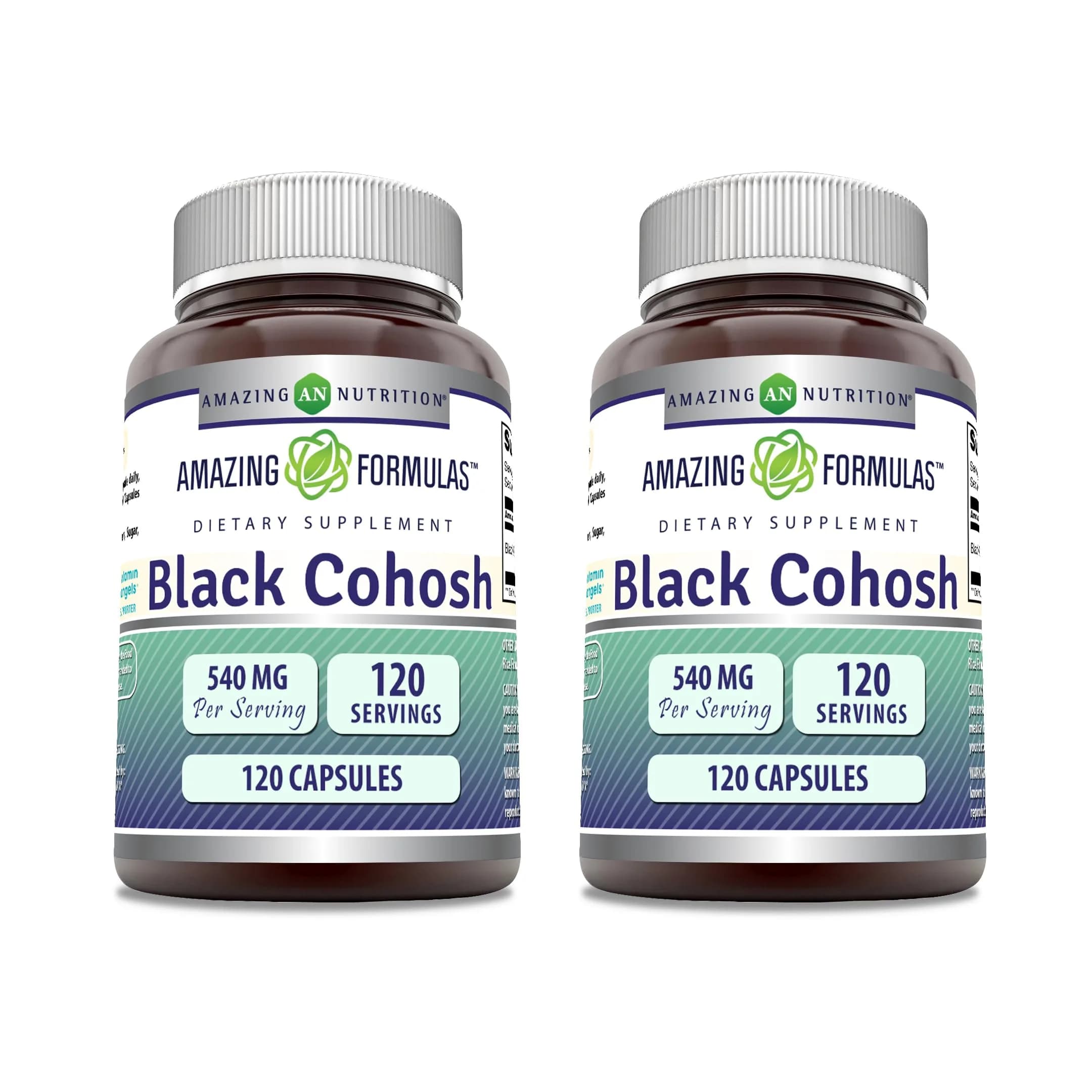 Amazing Nutrition Black Cohosh 540mg 120 Capsule Supplement | Gluten Free | Made in USA (2 Pack) - main product image