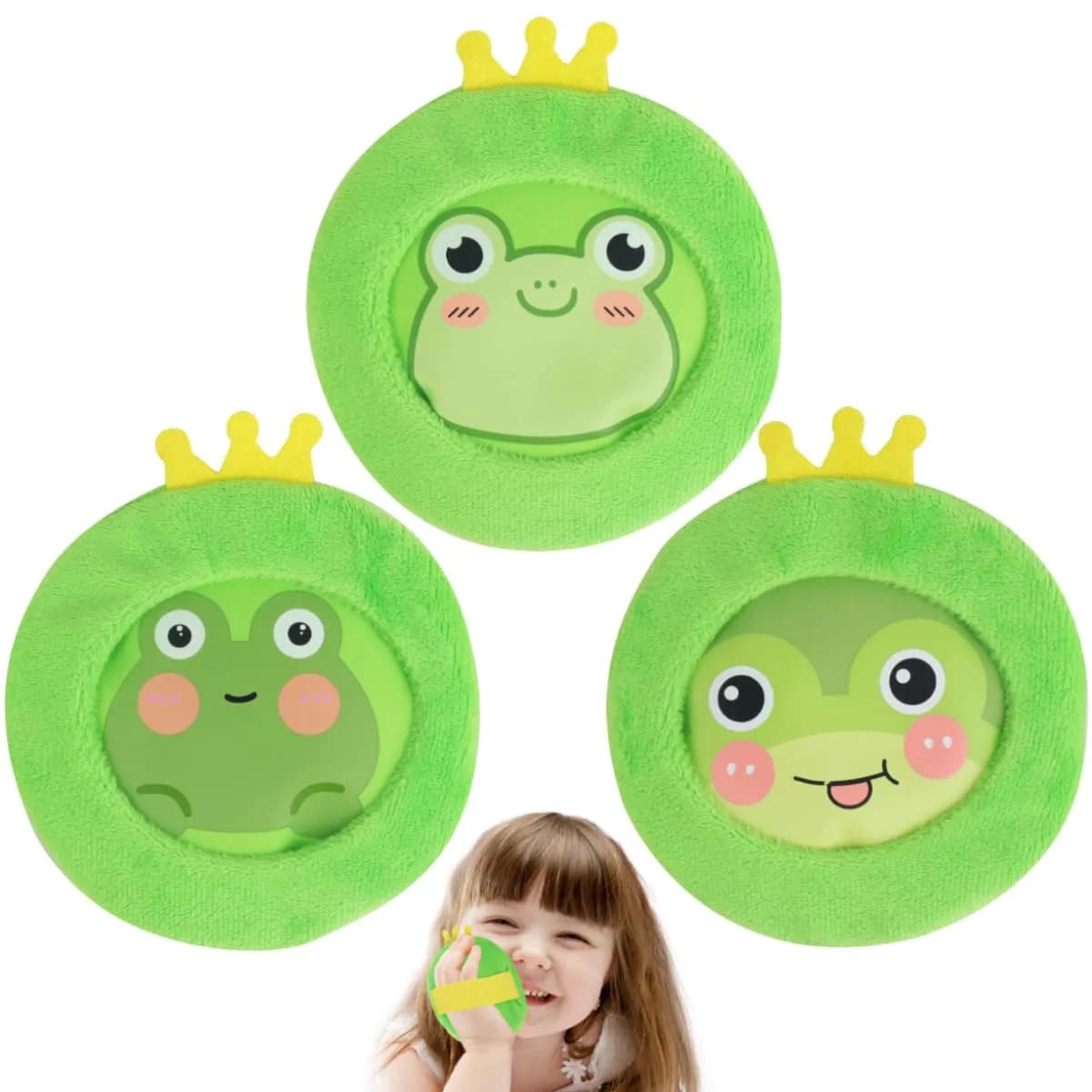 Hilph Kids Ice Packs, 3 Cute Frog Ice Packs with Cover & Handheld Straps | Reusable Gel Pack Hot Cold Compress for Boo Boos, Injuries, Pain Relief, Bumps Fever Wisdom Teeth, Fun Gift for Baby Childs - main product image